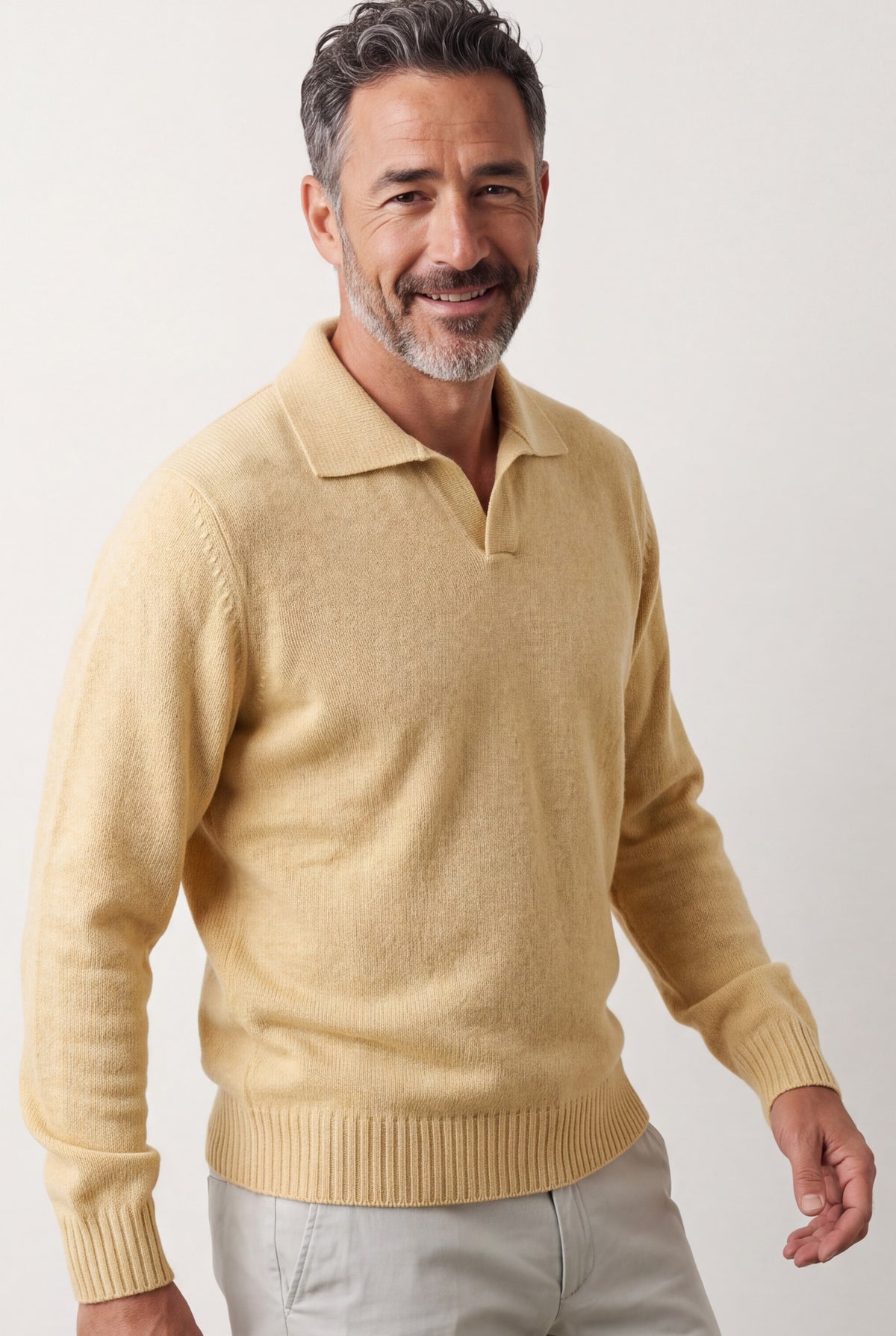 Maglia Polo 100% Cashmere Butter Yellow