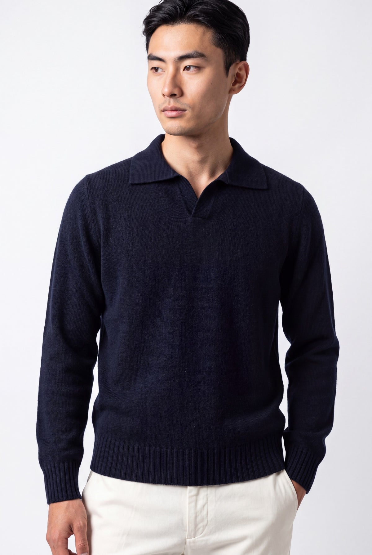 Maglia Polo 100% Cashmere Dark Blu