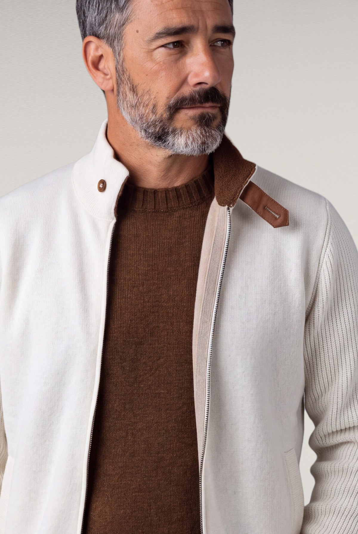 Bomber Bouclè Panna 100% Cashmere