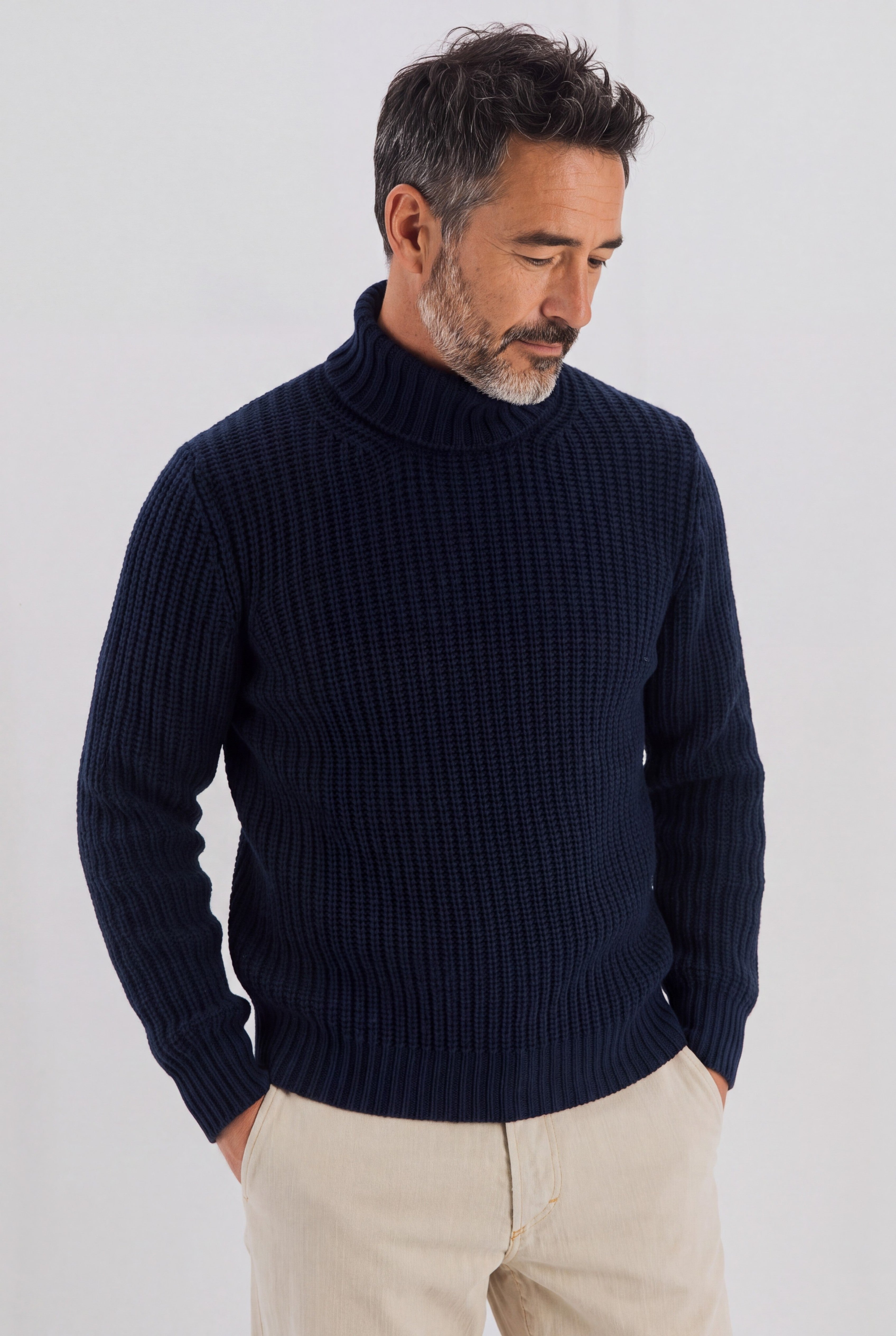 Dolcevita Pannocchia Blu Navy 100% Cashmere