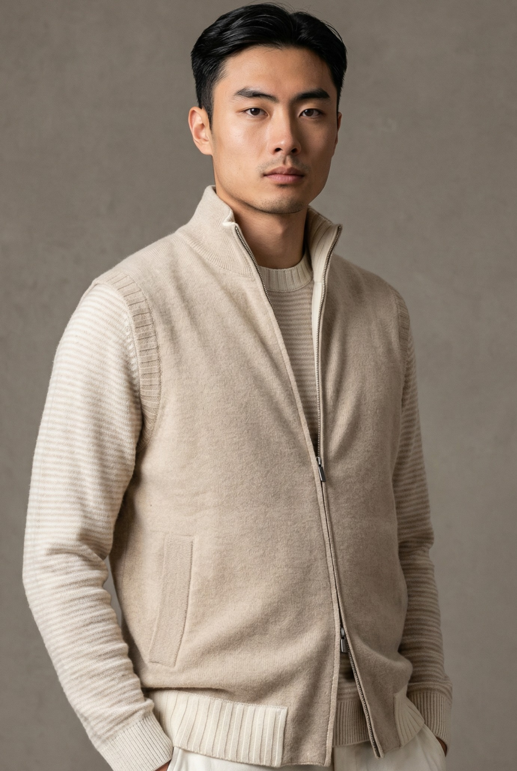 Gilet Double Pebble 100% Cashmere