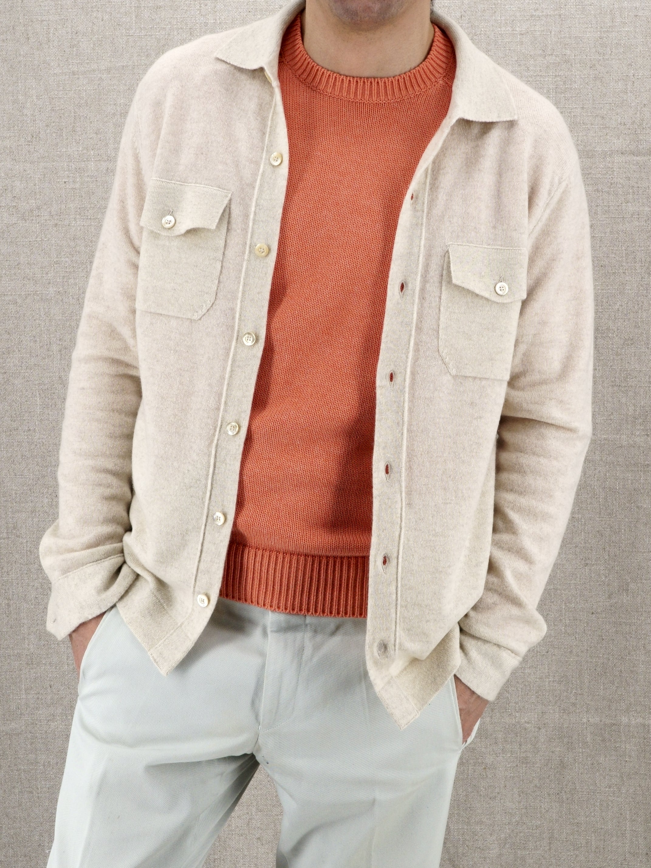 Safari Shirt Light Natural 100% Cashmere