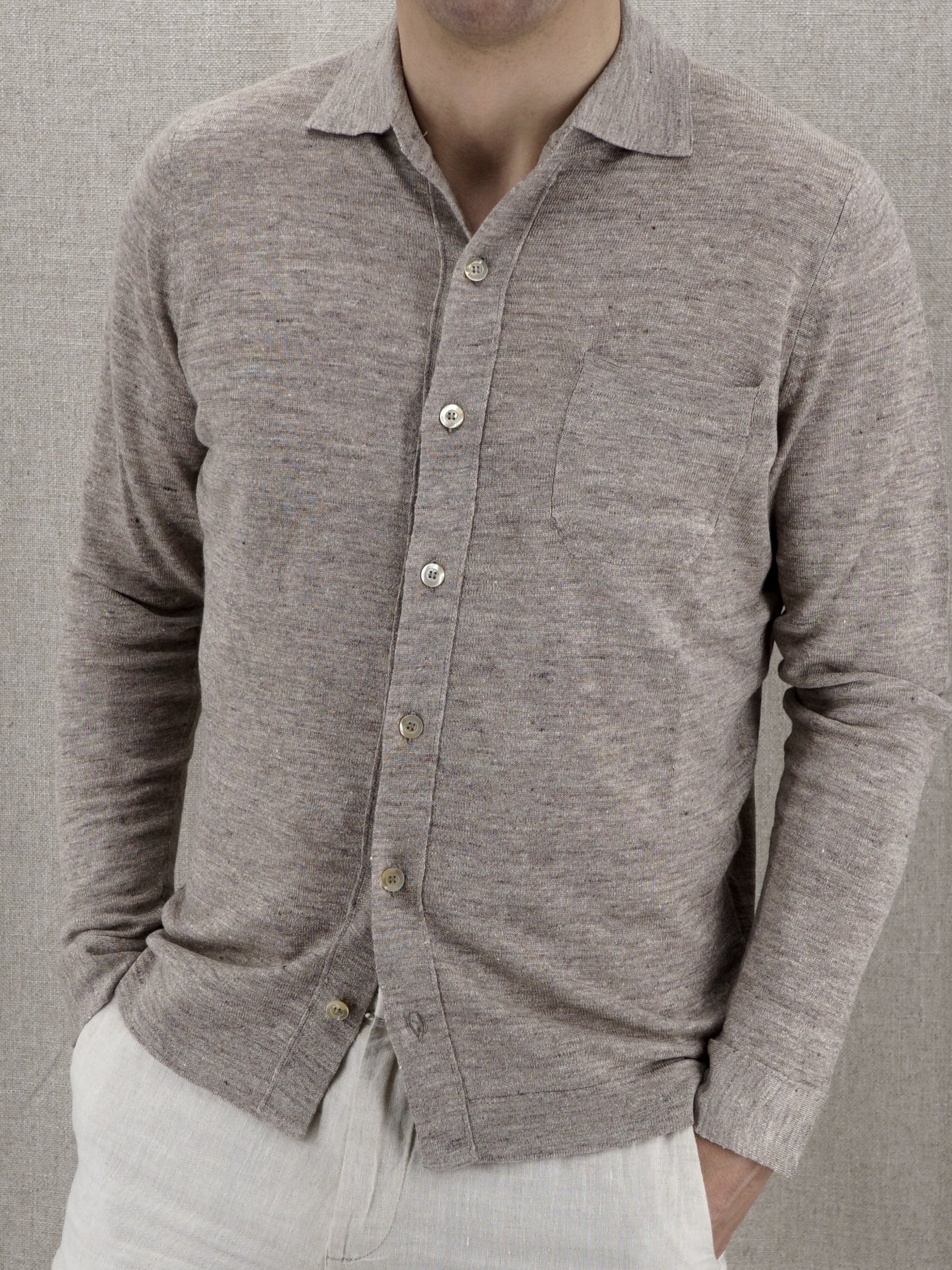 Knitted Shirt Sabbia 70% Linen 30% Silk