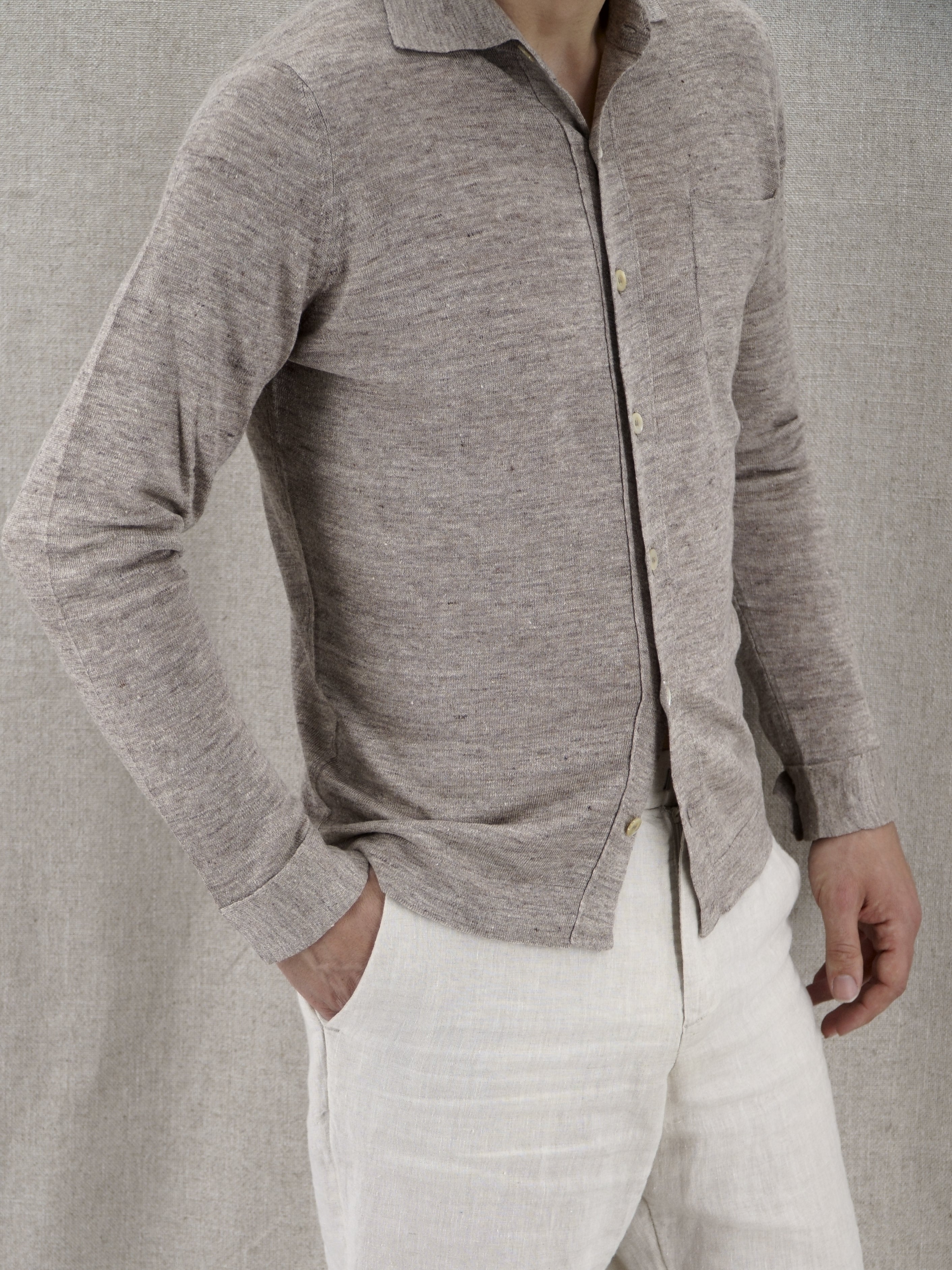 Knitted Shirt Sabbia 70% Linen 30% Silk