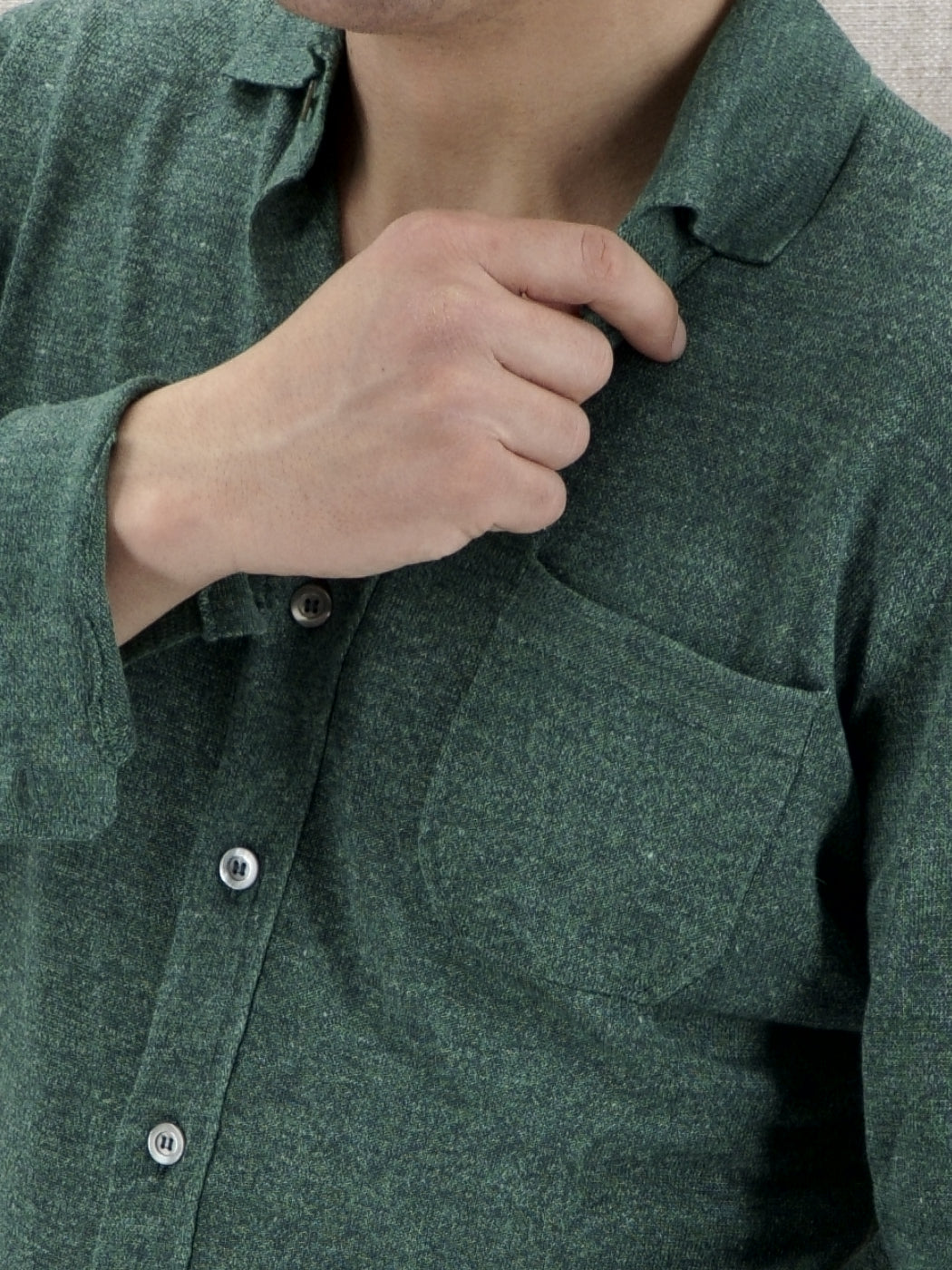 Knitted Shirt Green 70% Linen 30% Silk