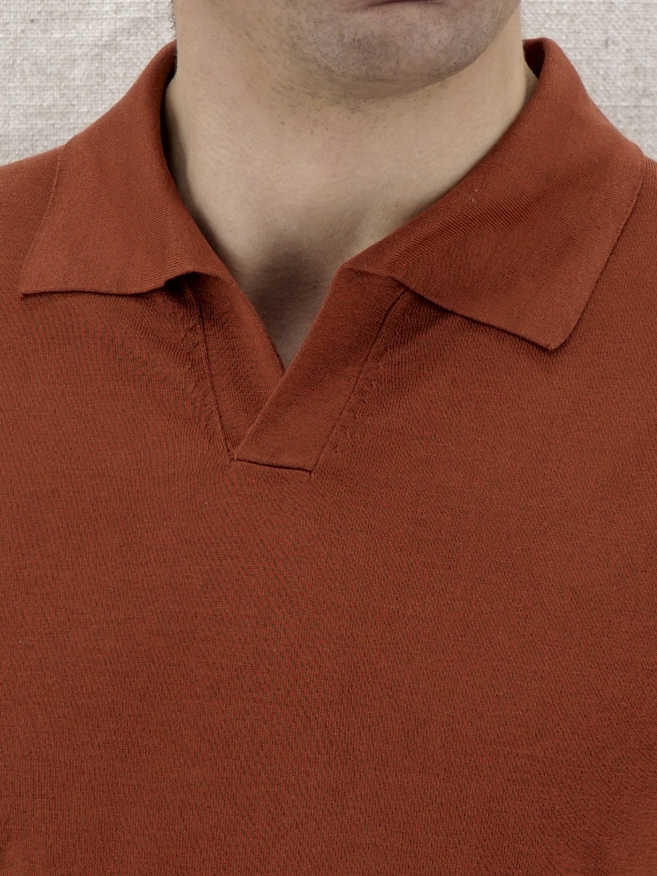 Knitted Polo Robert Terracotta 100% Silk