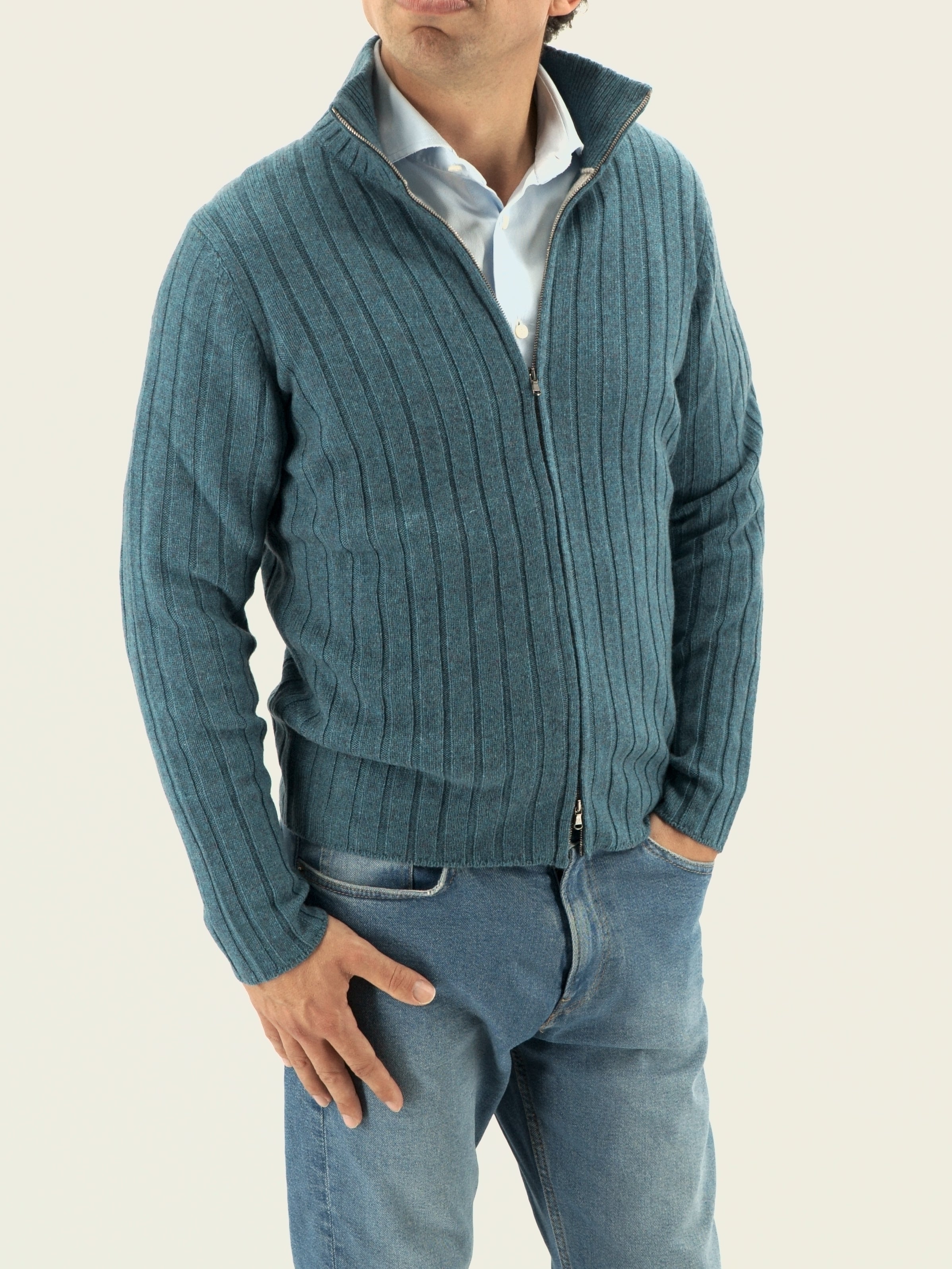 Ribes Full Zip Bruciato 100% Cashmere