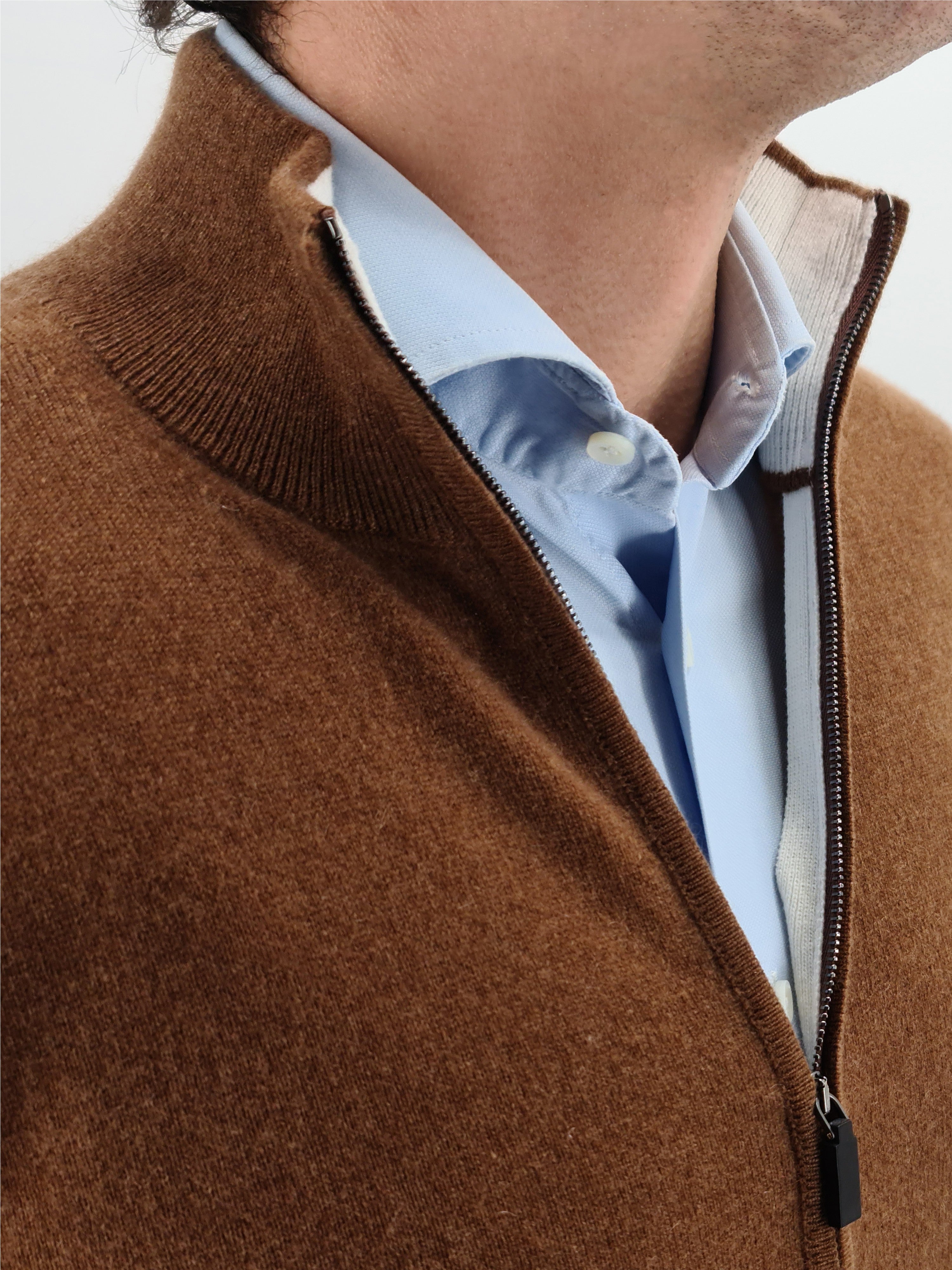 Full-Zip Tabacco 100% Cashmere