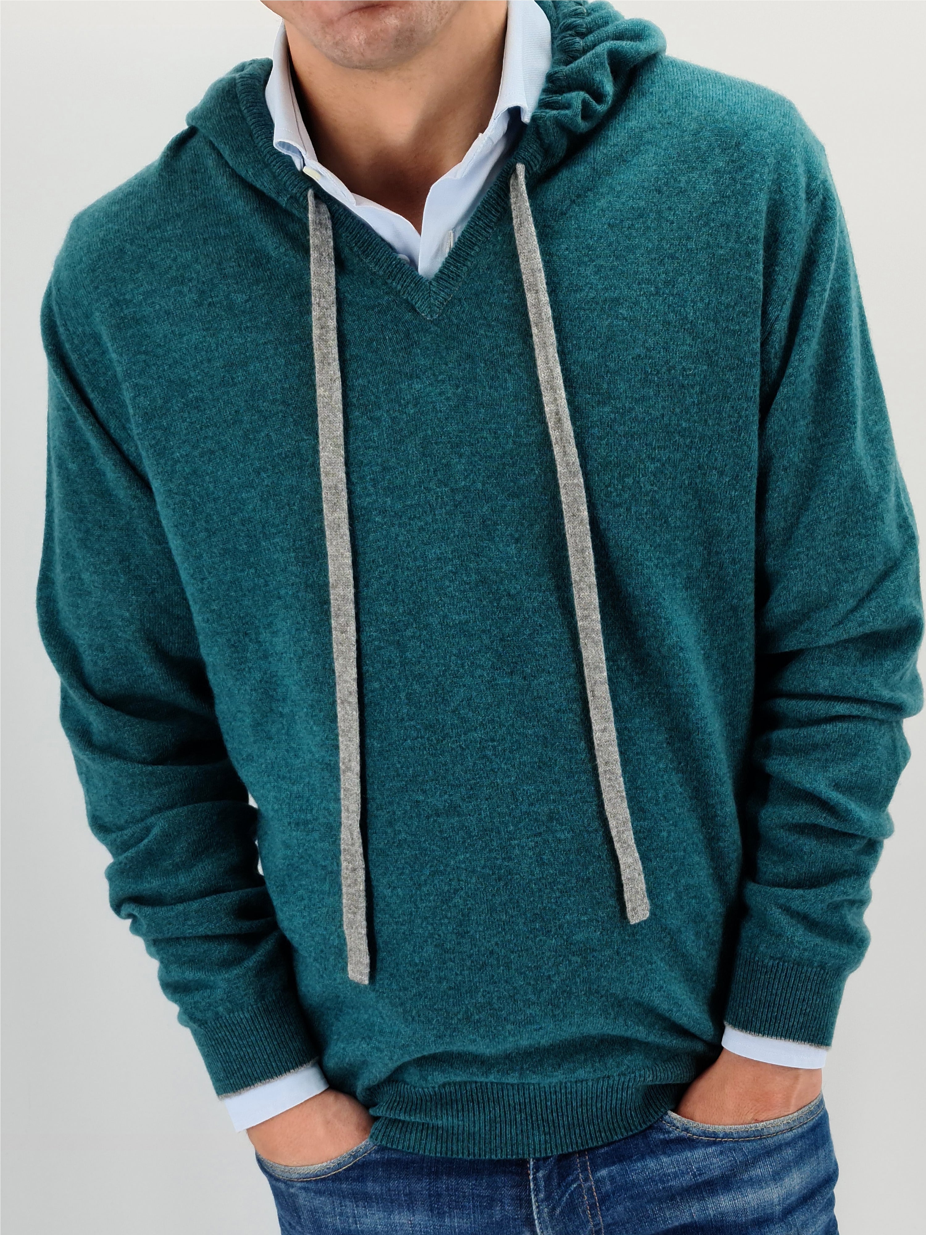 Hoodie V-Neck Lemon 100% Cashmere