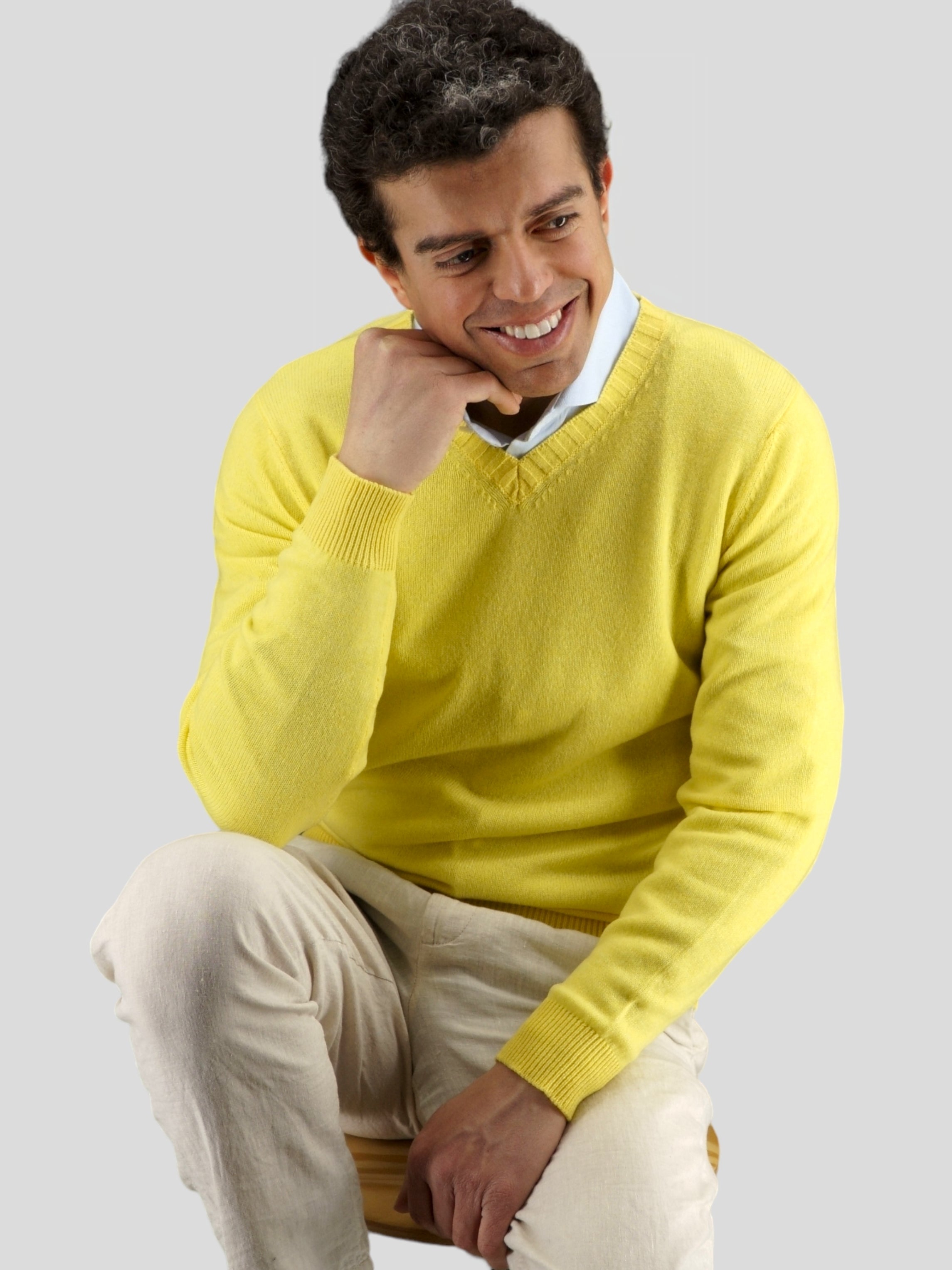 V-Neck Nuvola Limone100% Cashmere