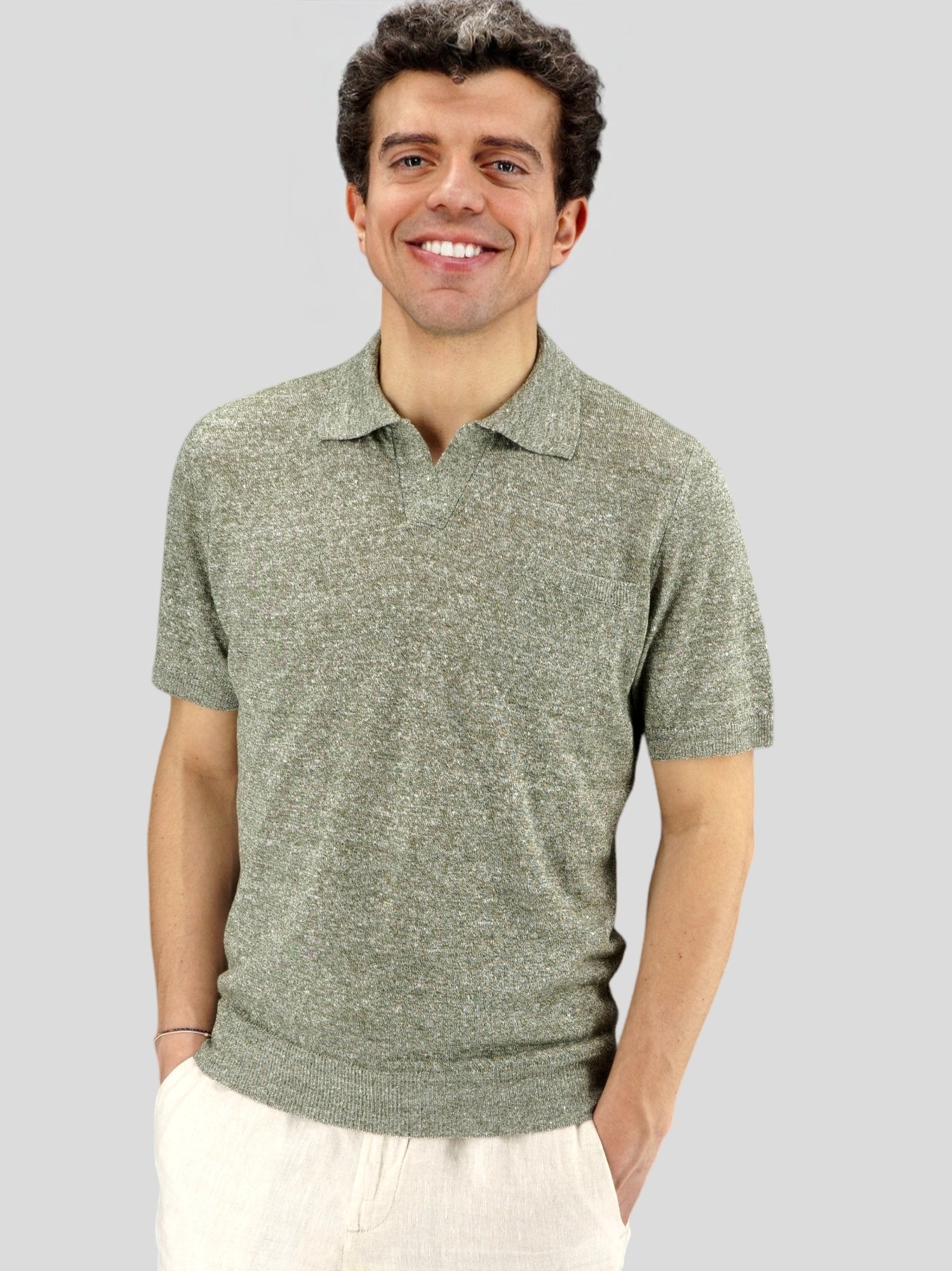 Polo Pampelonne Oliva 68% Linen 32% Cotton