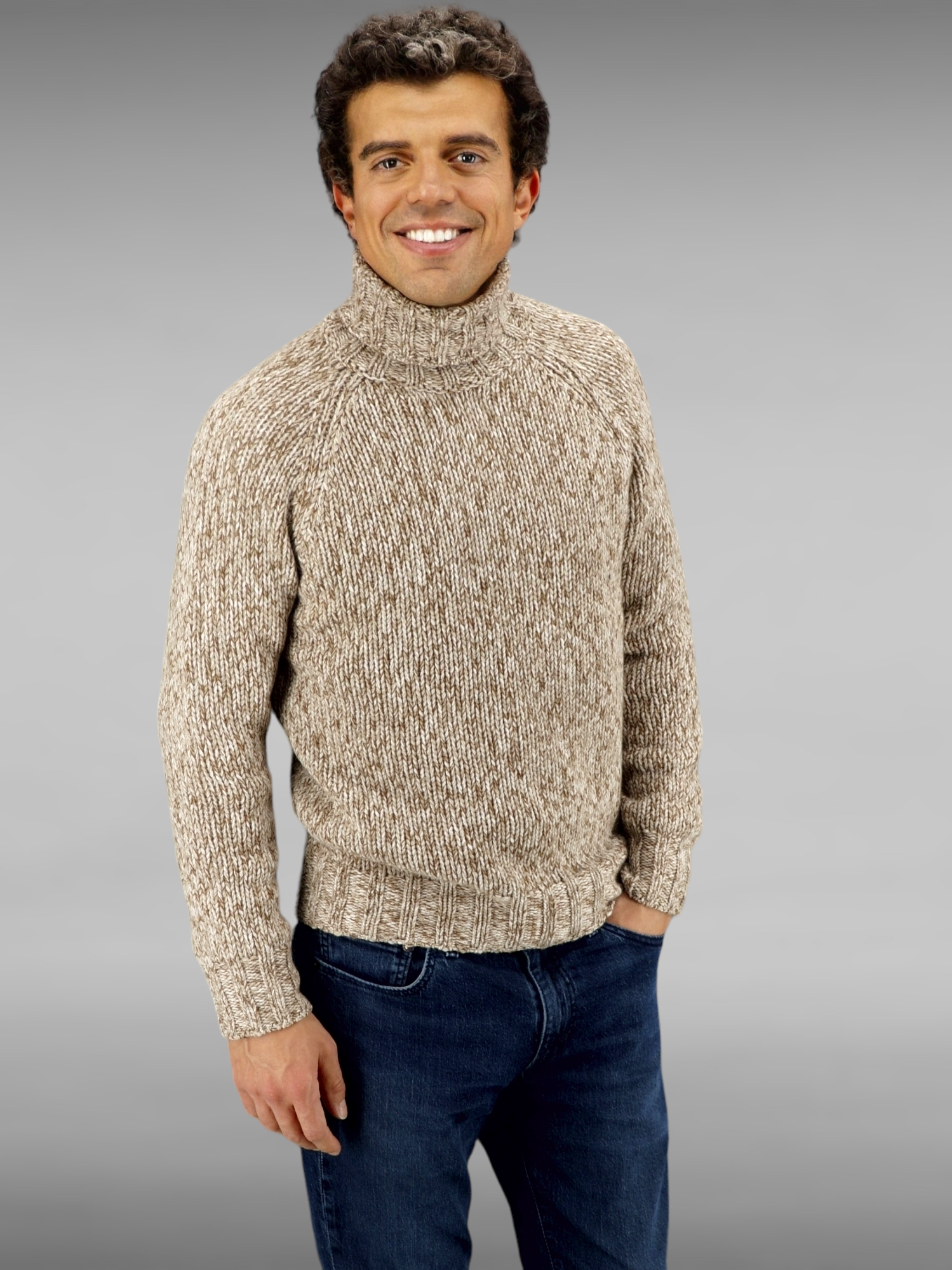 Turtleneck Moulinè Nature 100% Cashmere