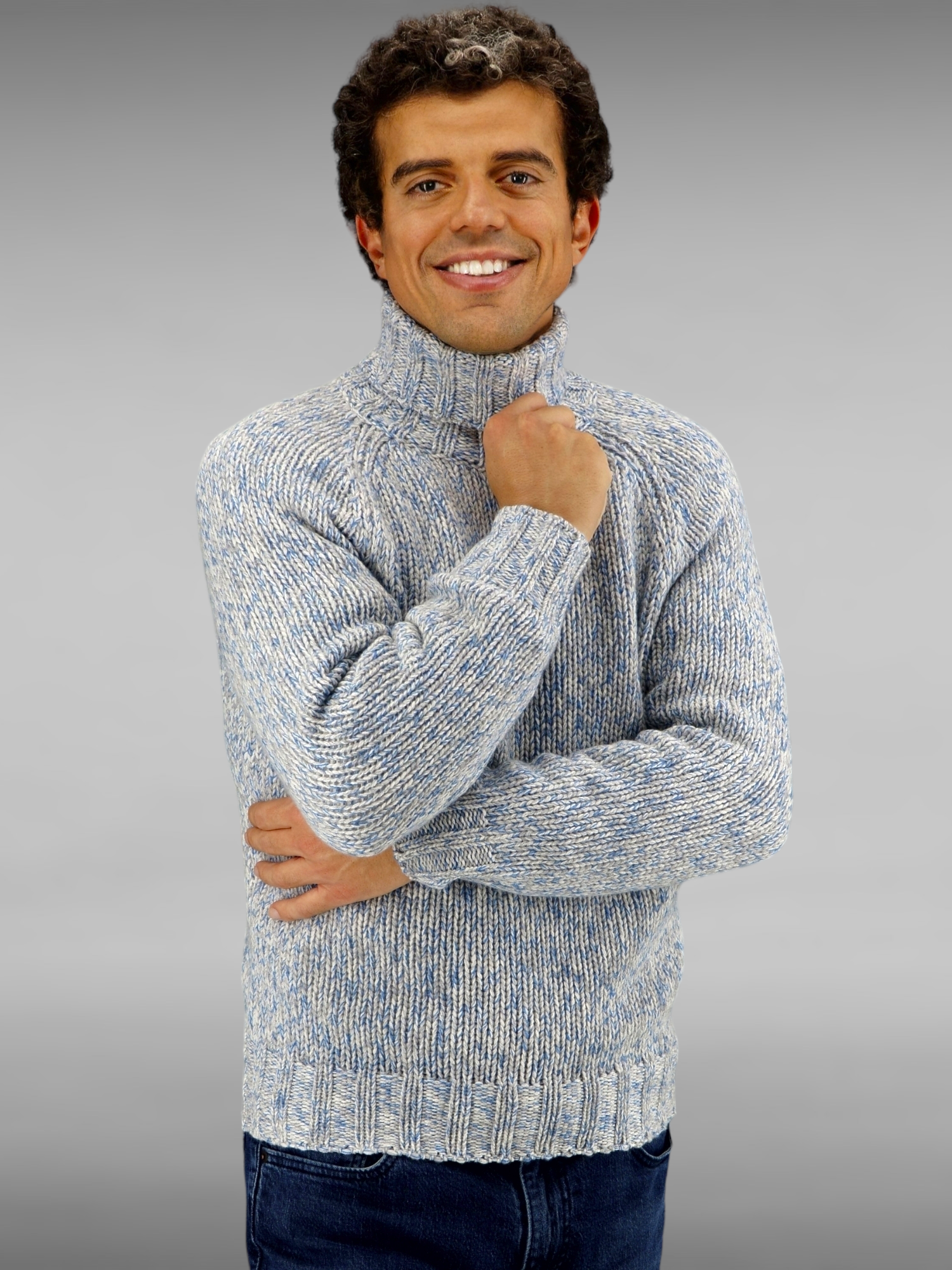 Turtleneck Moulinè Ice 100% Cashmere