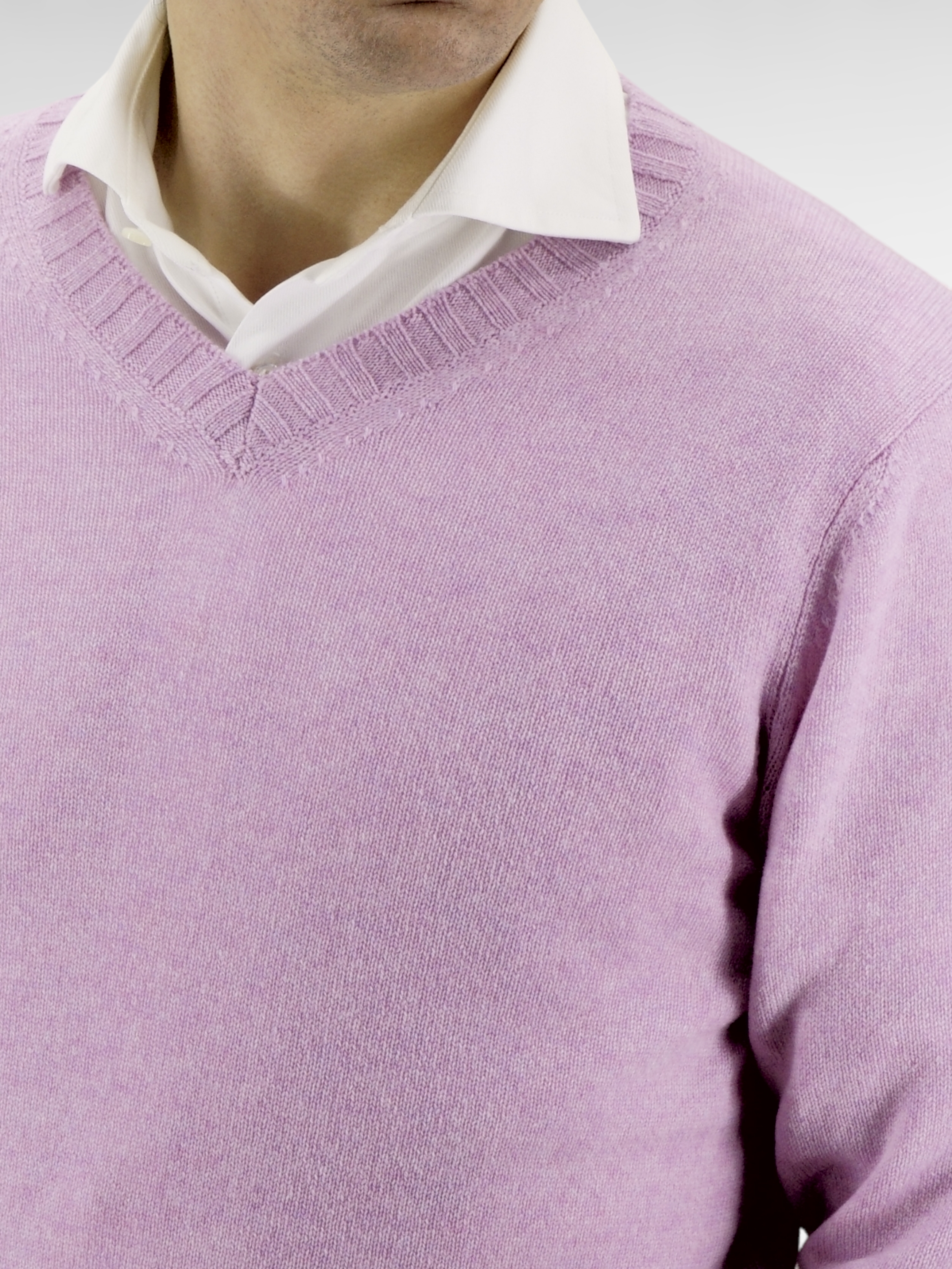 V-Neck Nuvola Pink Lavender 100% Cashmere