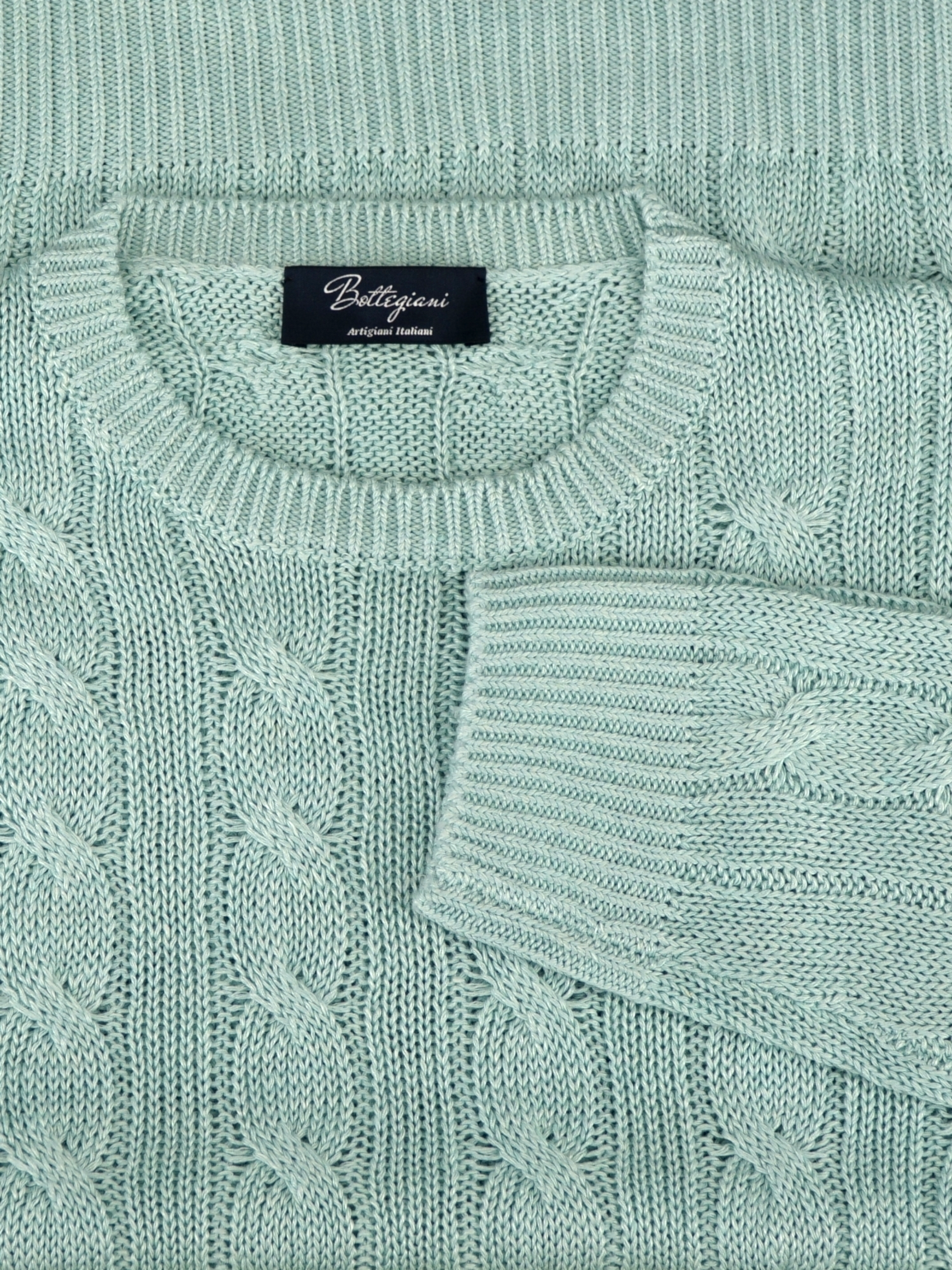 Cables Crew Neck Acquamare 70% Linen 30% Silk