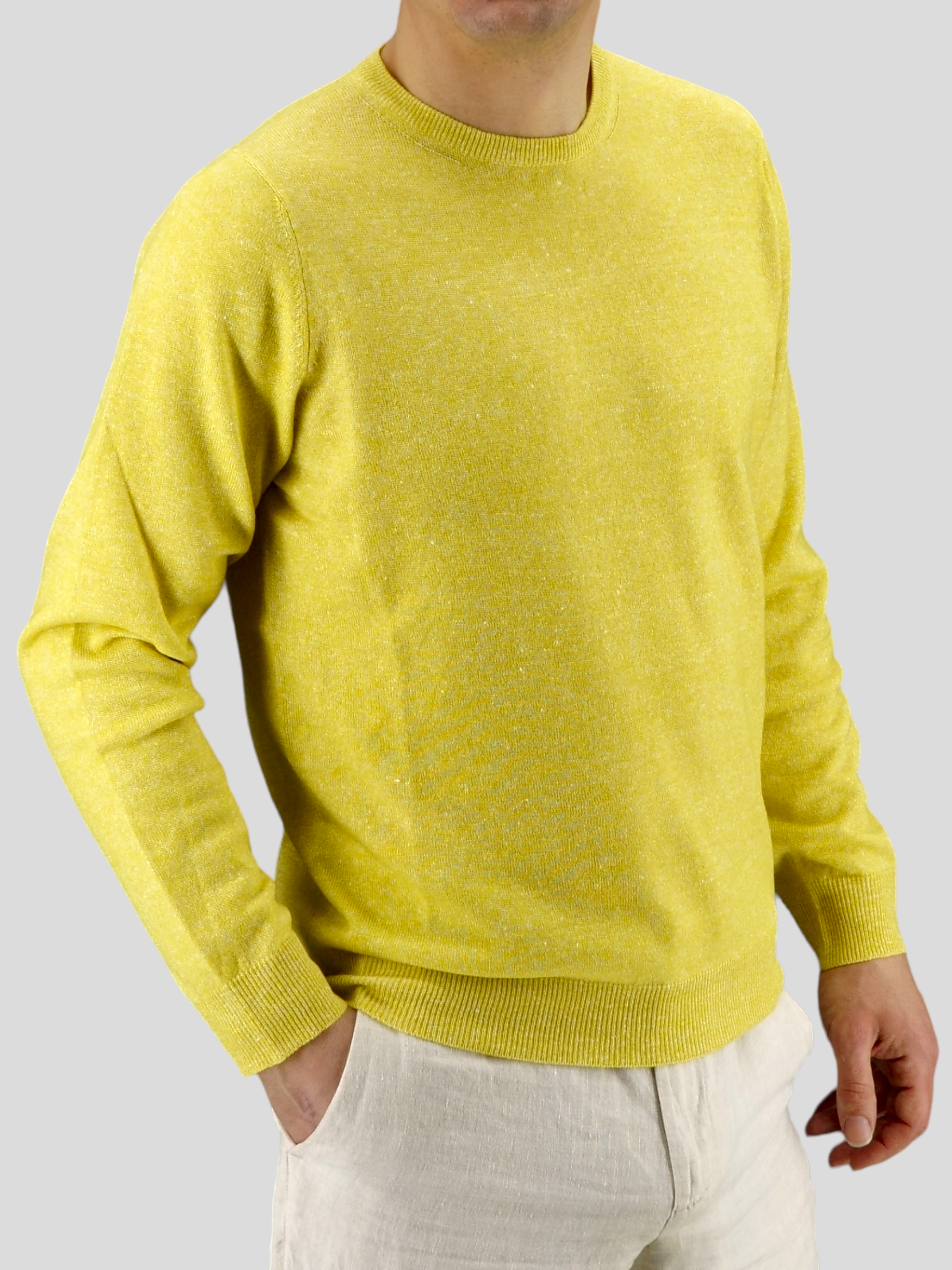 Girocollo Calathea Linden Yellow 58% Cashmere 42% Lino