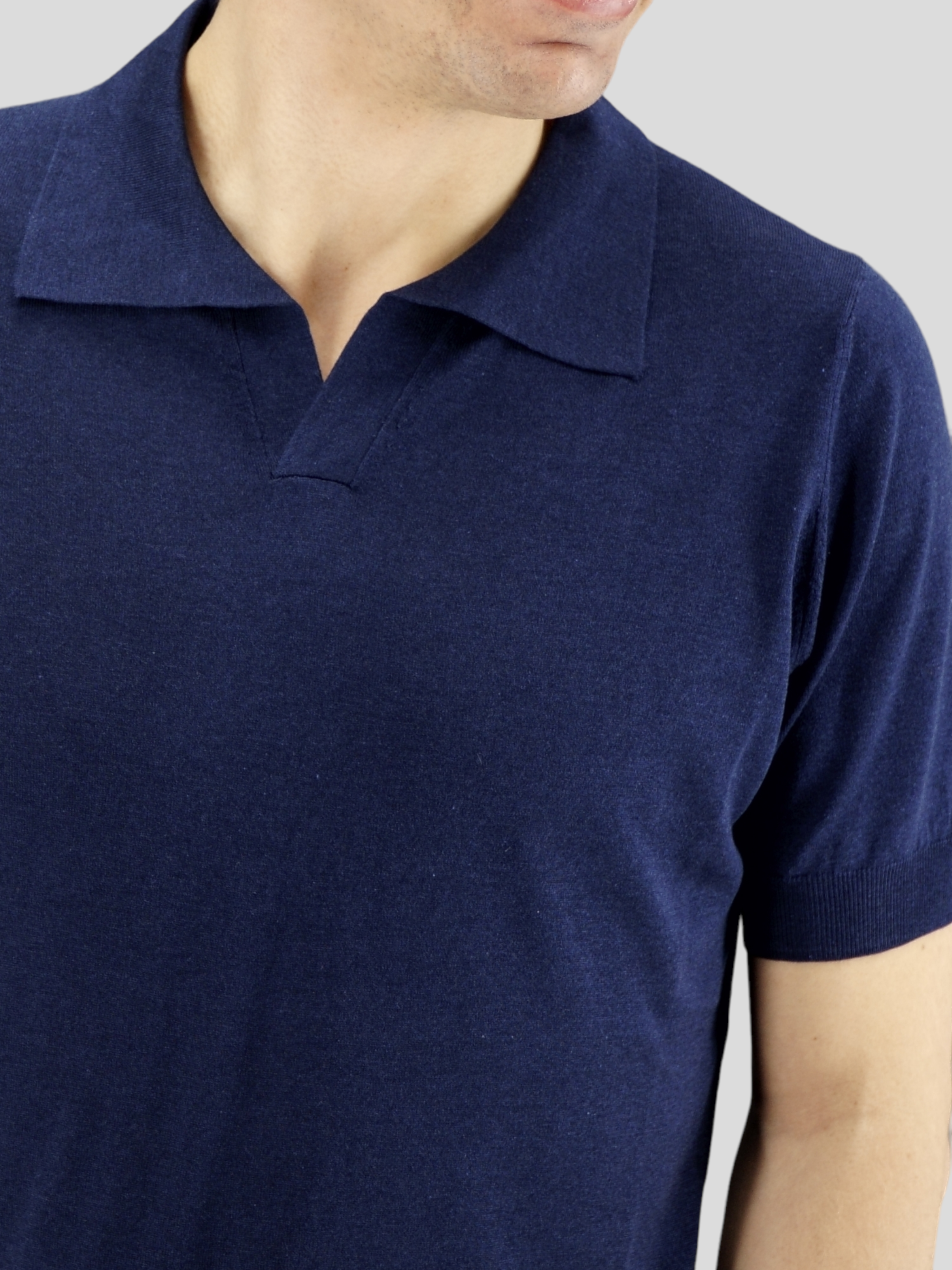 Knitted Polo Robert Midnight Blue 100% Silk