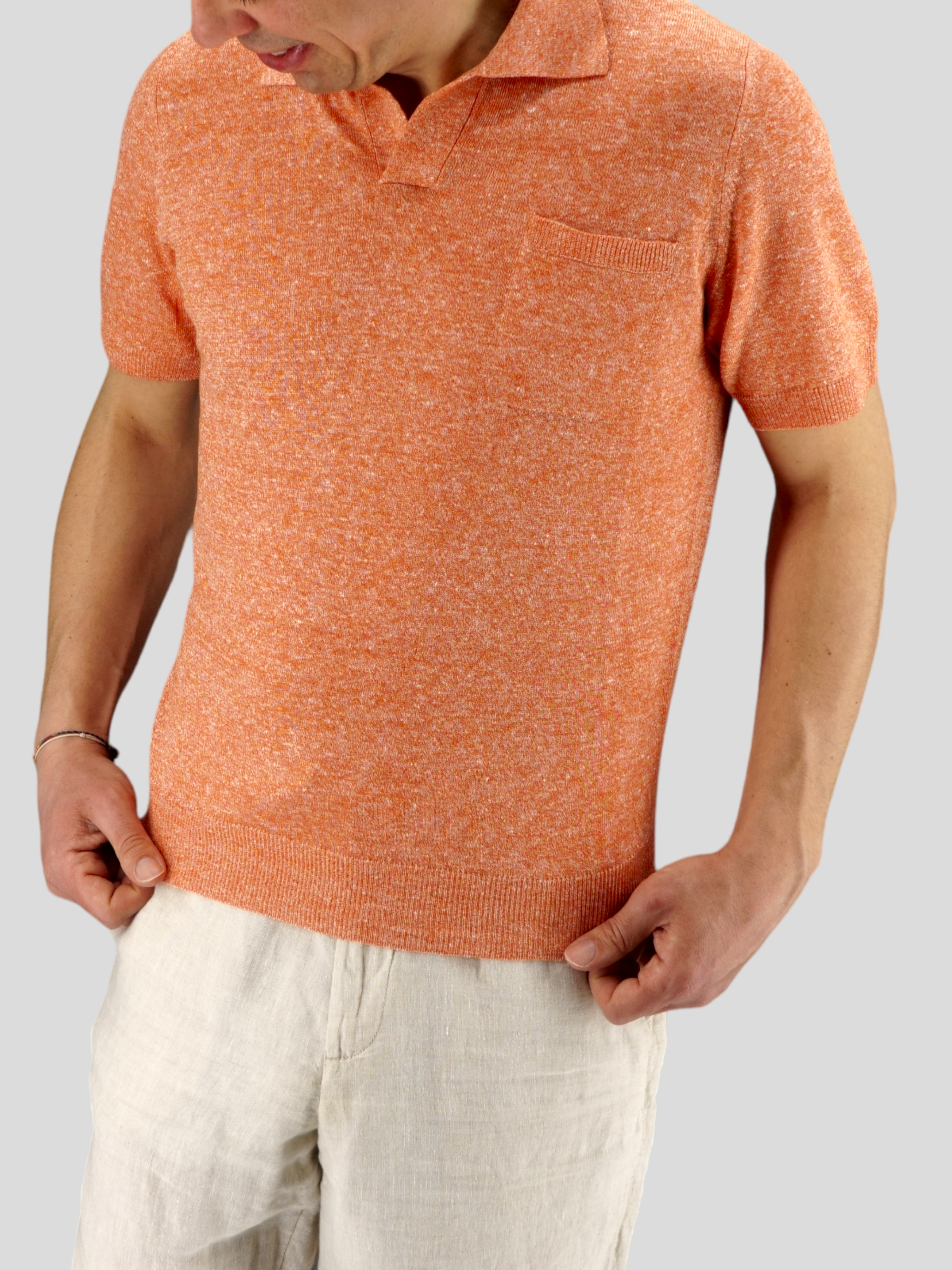 Polo Pampelonne Arancio 68% Linen 32% Cotton