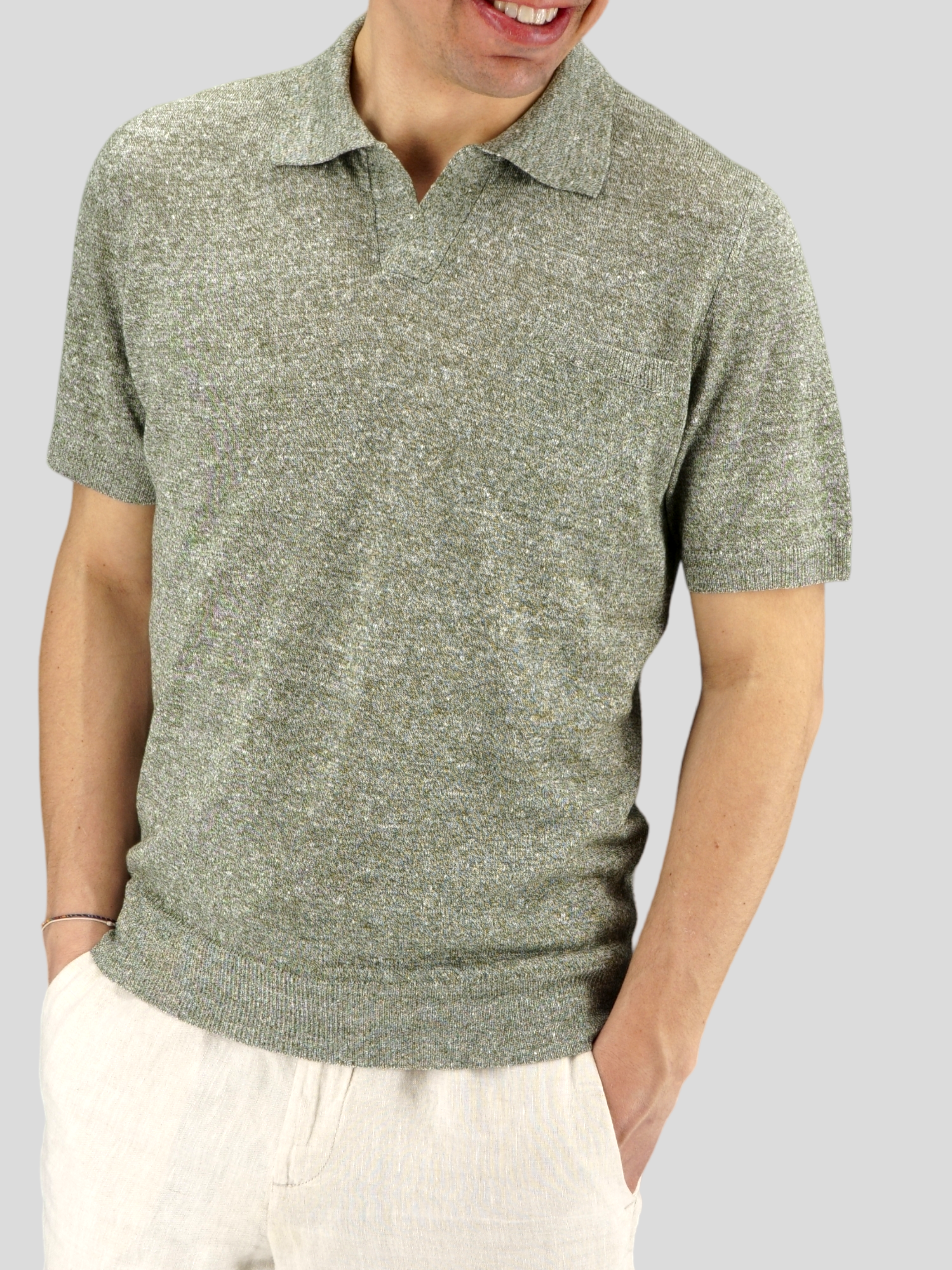 Polo Pampelonne Oliva 68% Linen 32% Cotton