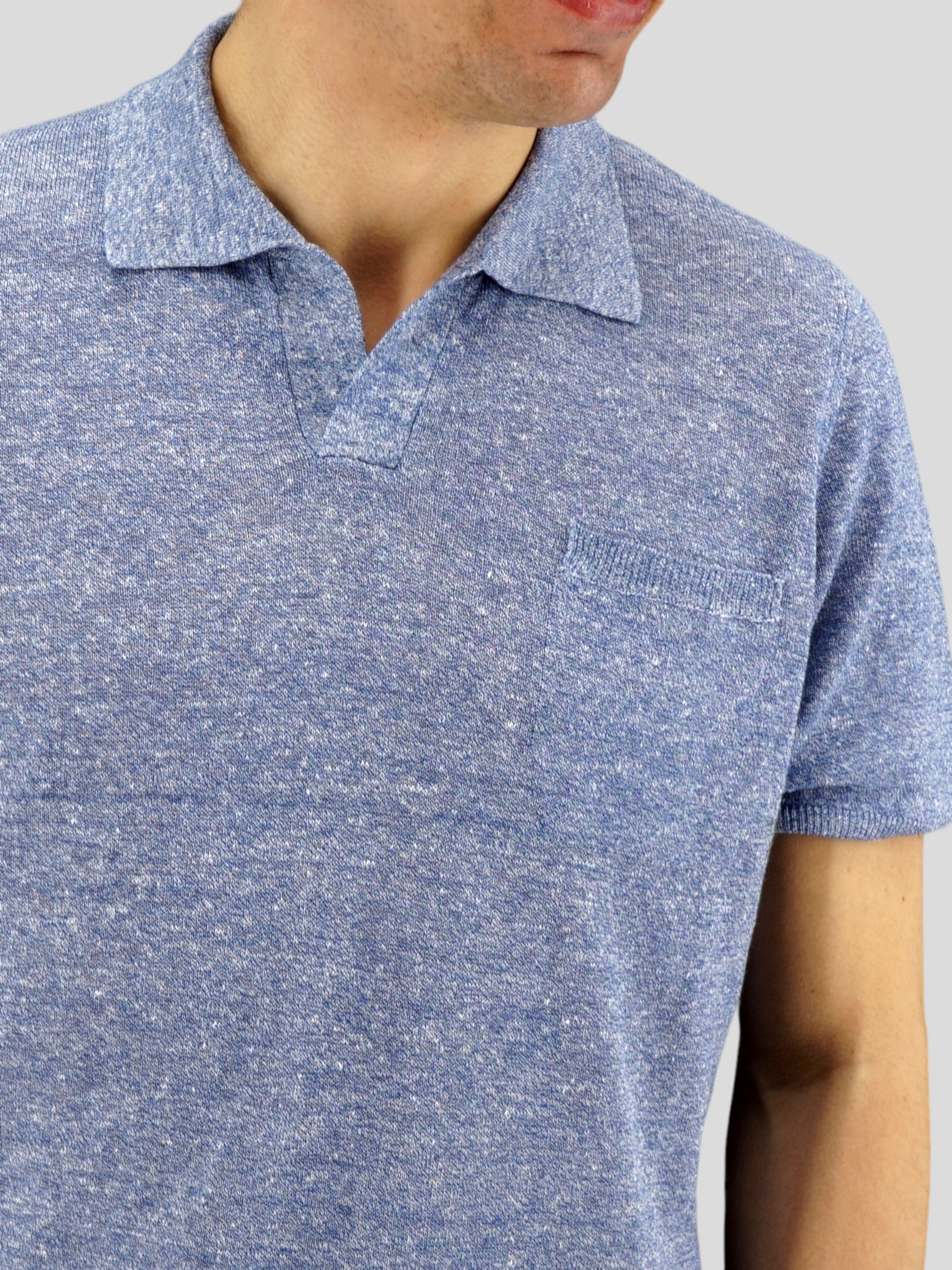 Polo Pampelonne Azzurro 68% Linen 32% Cotton