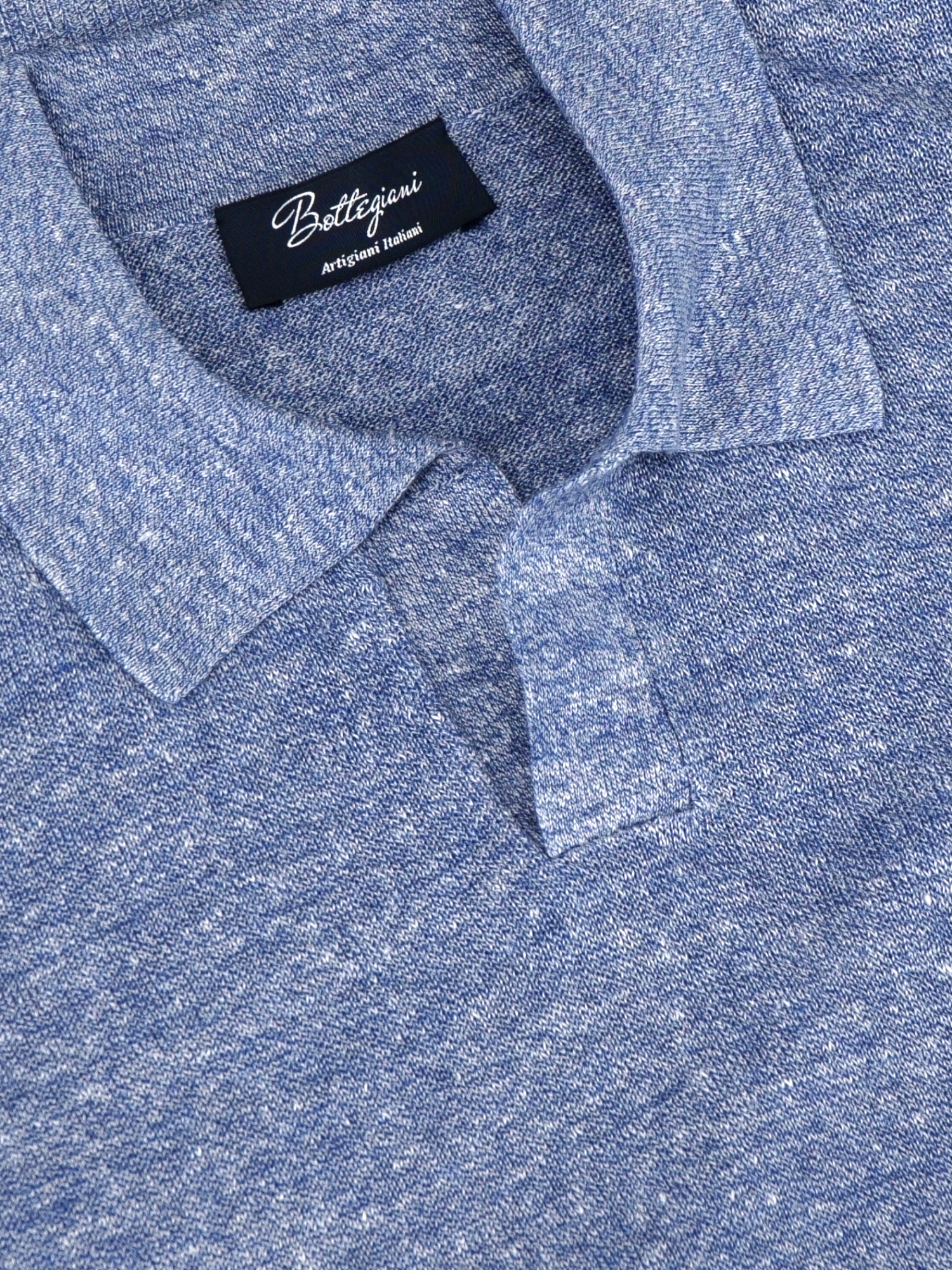 Polo Pampelonne Azzurro 68% Linen 32% Cotton