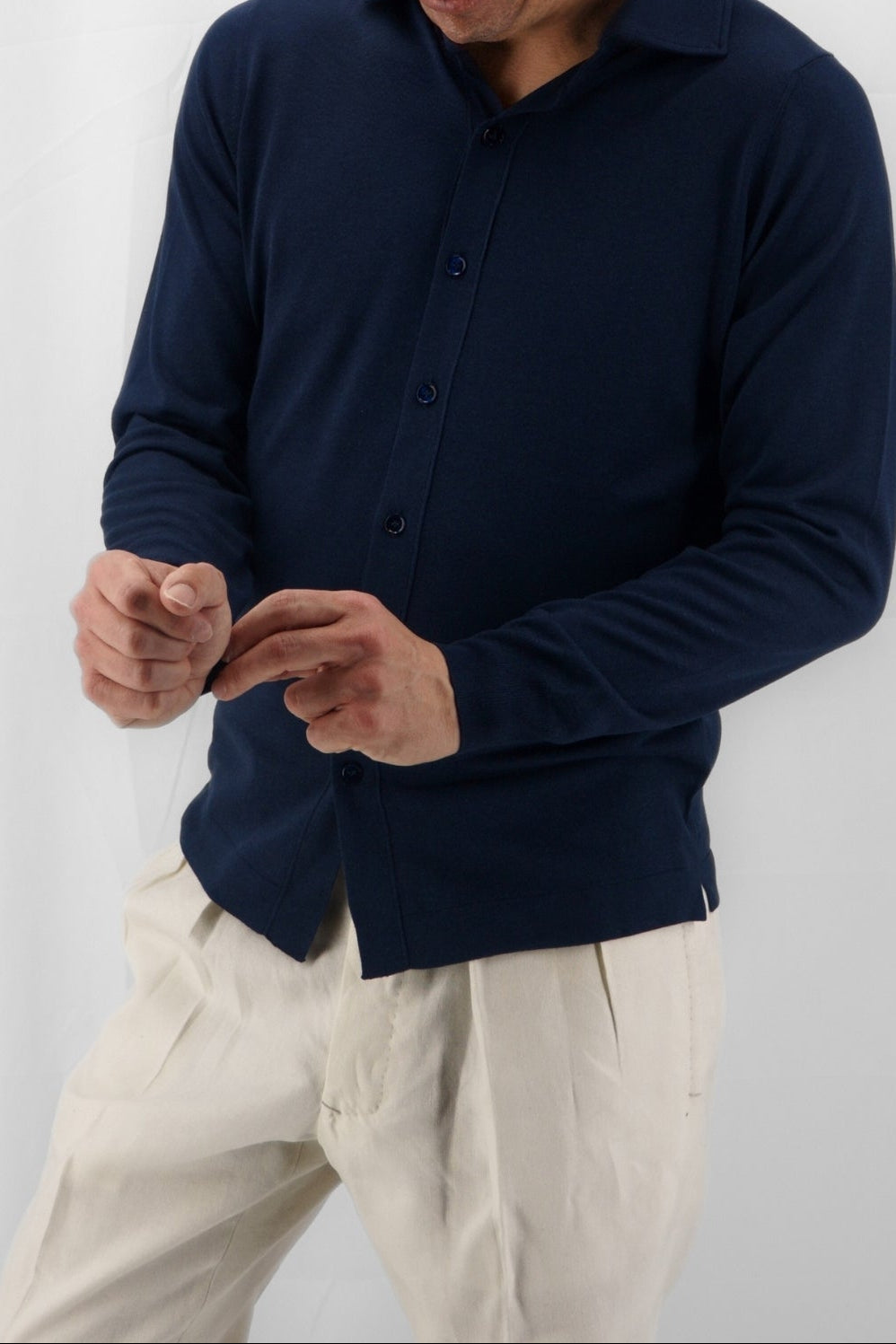 Knit Shirt Midnight Blue 100% Silk