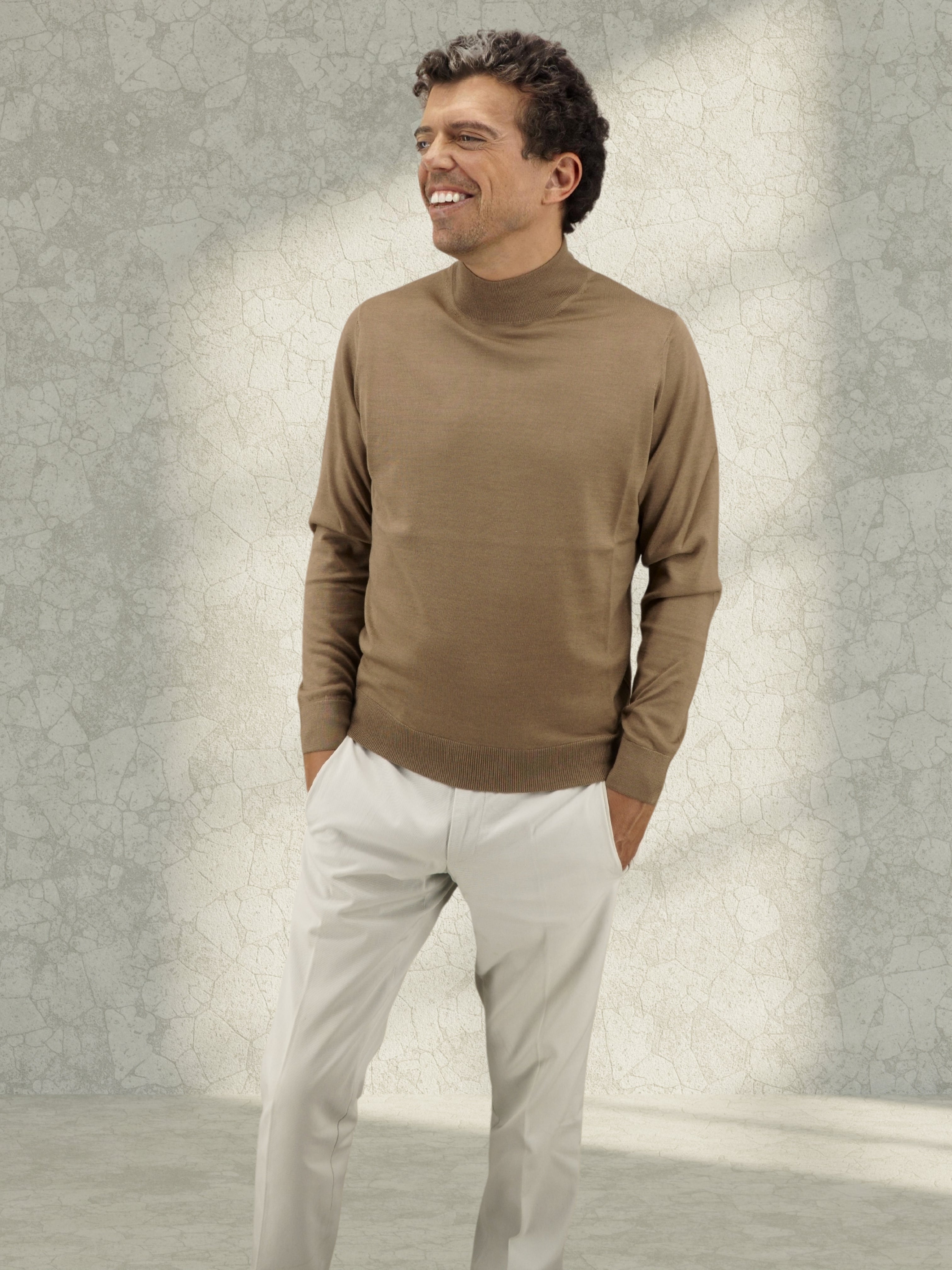 Mock Neck Rhum Cashmere Wool and Silk