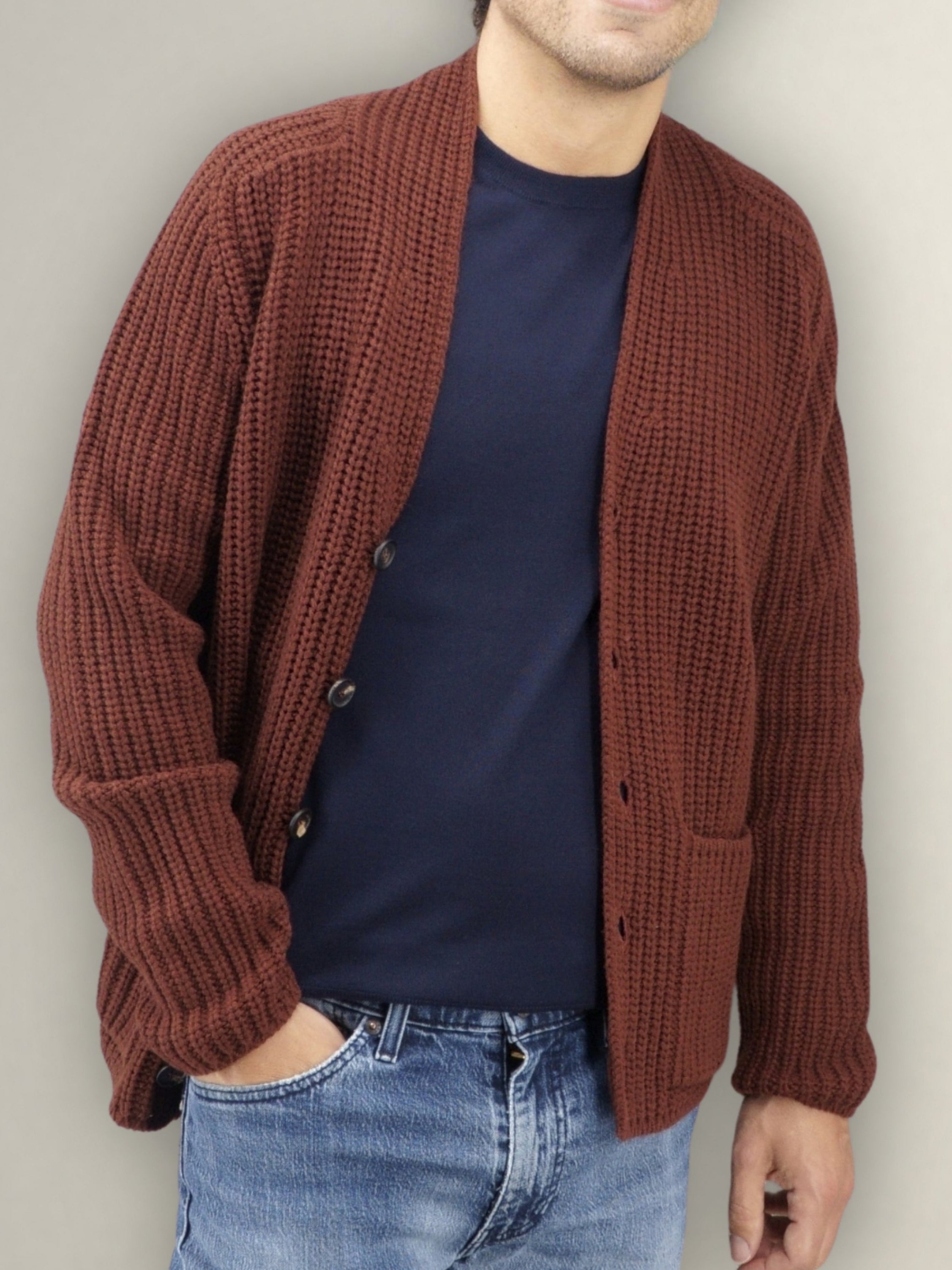 Cardigan Edinburgh Mattone 100% Cashmere