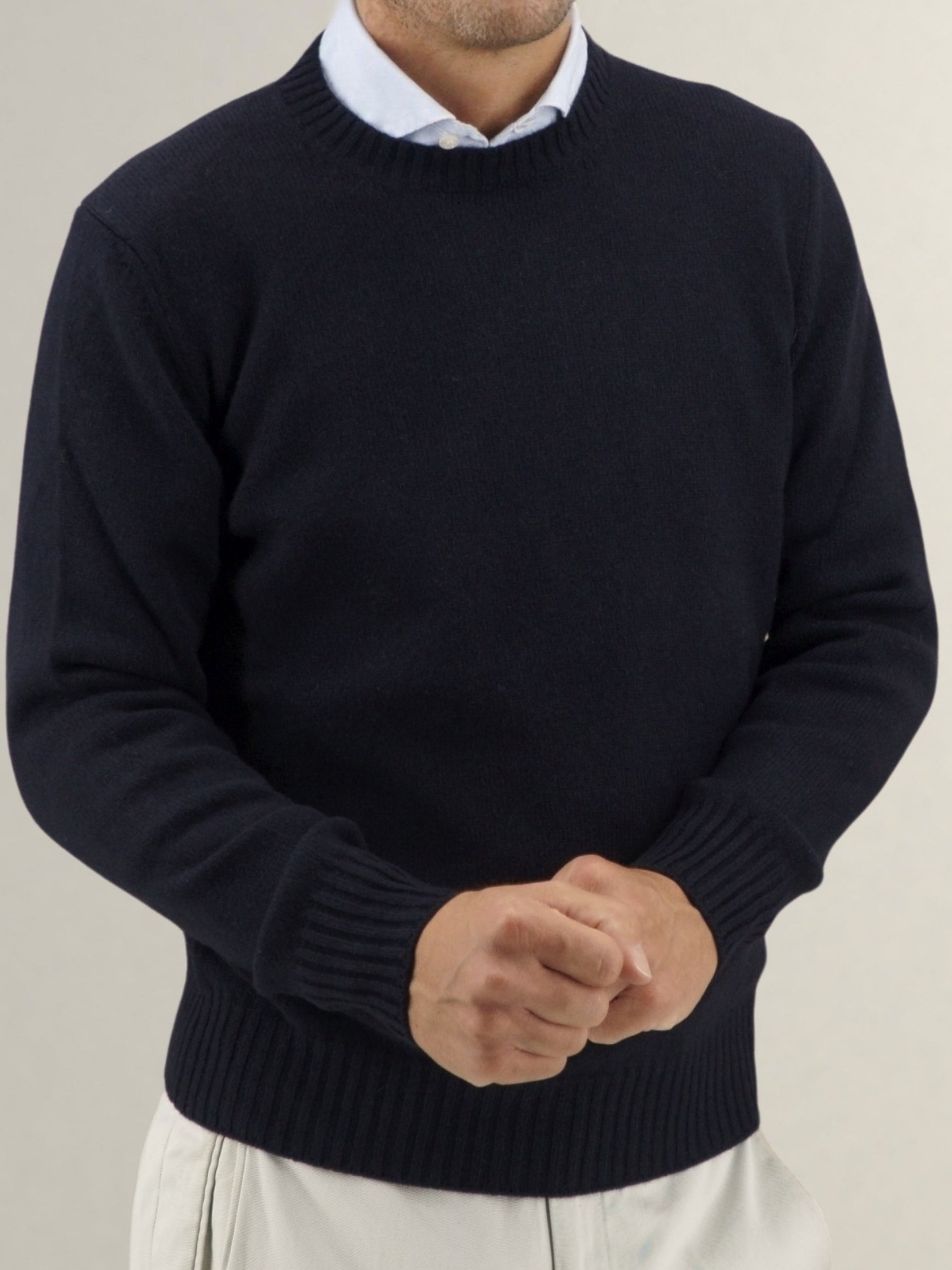 Girocollo Fleece Blu Notte 100% Cashmere