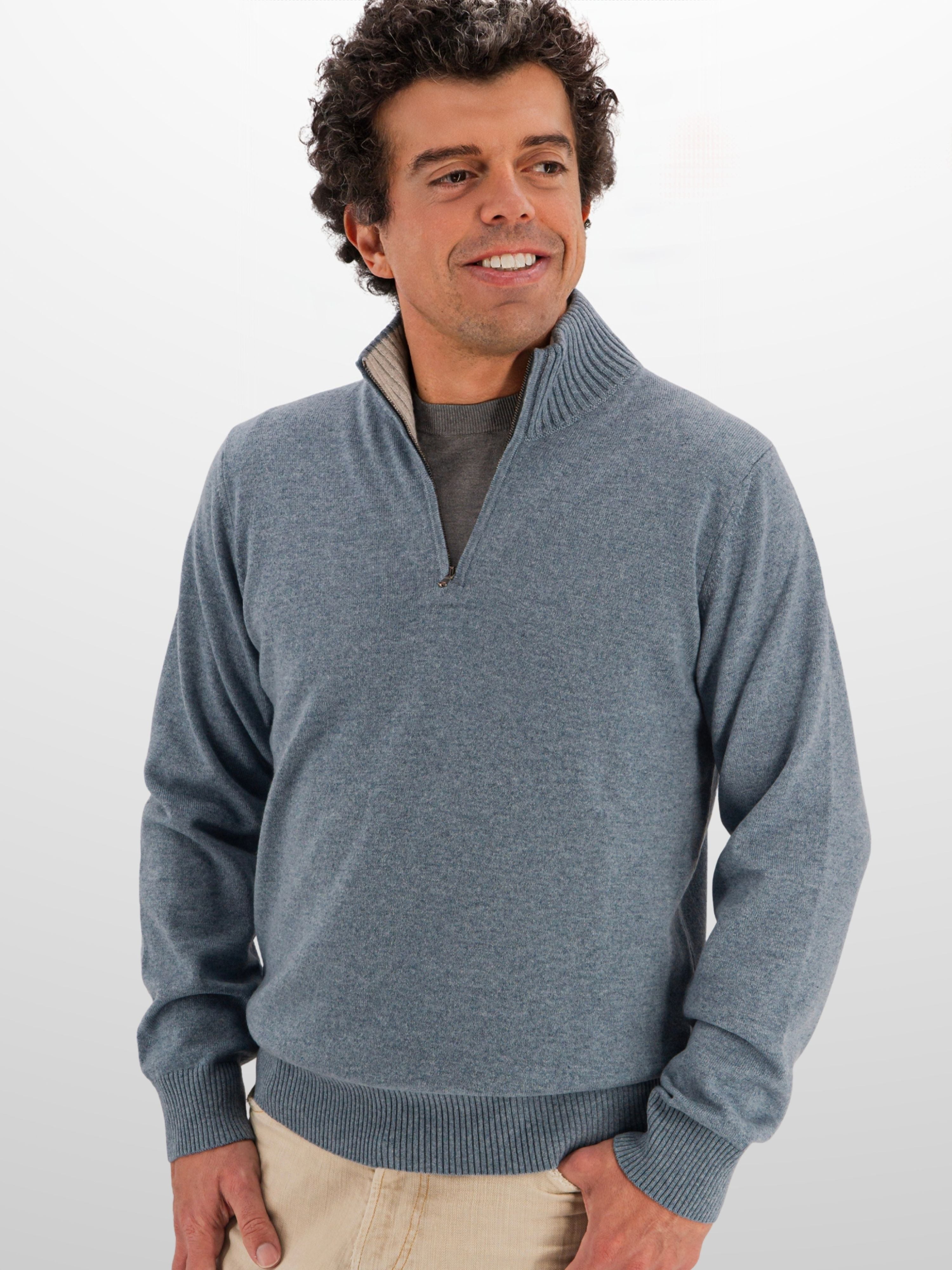 Mezza Zip 100% Cashmere Oxford