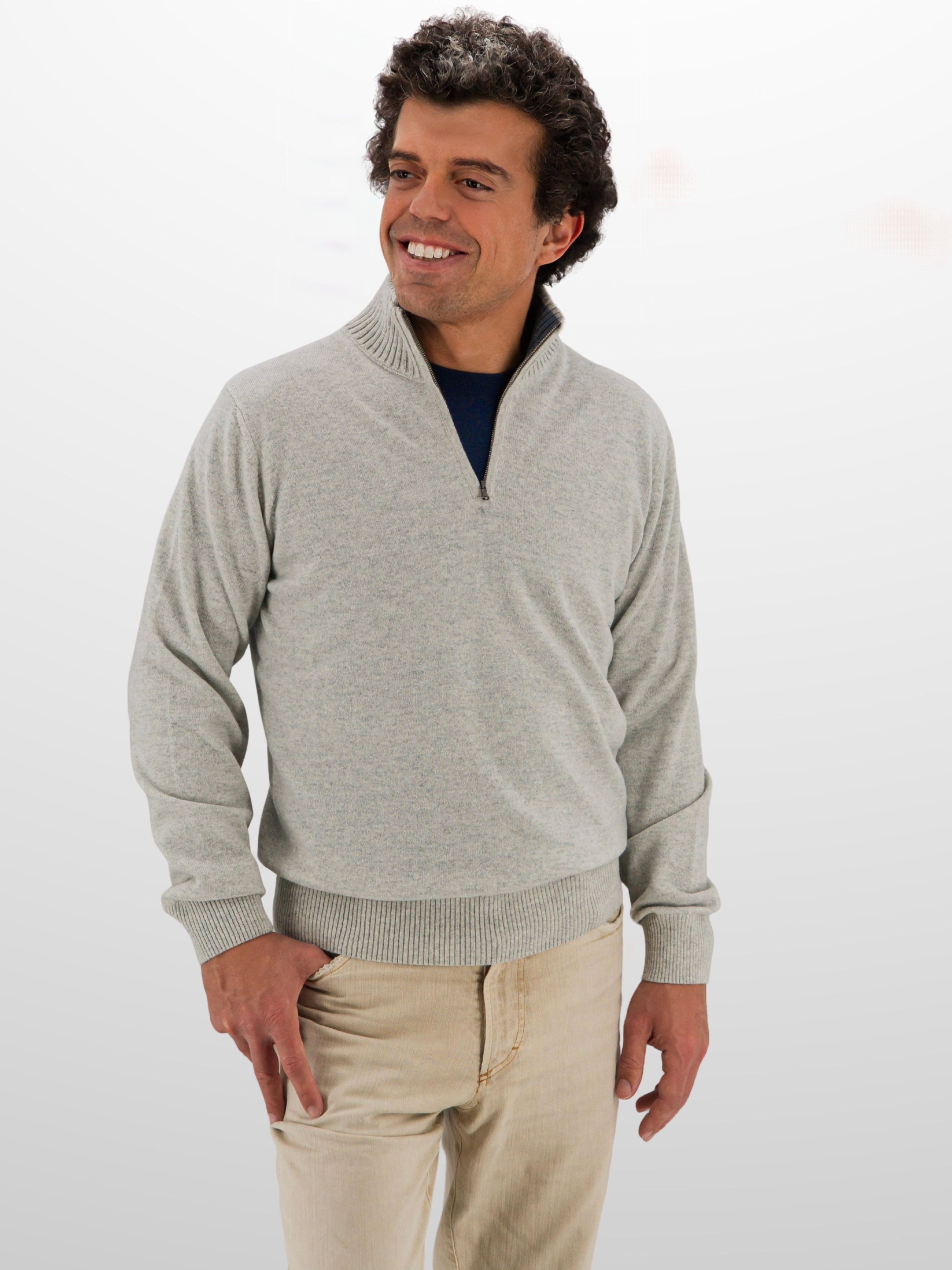 Half Zip 100% Cashmere Selenite