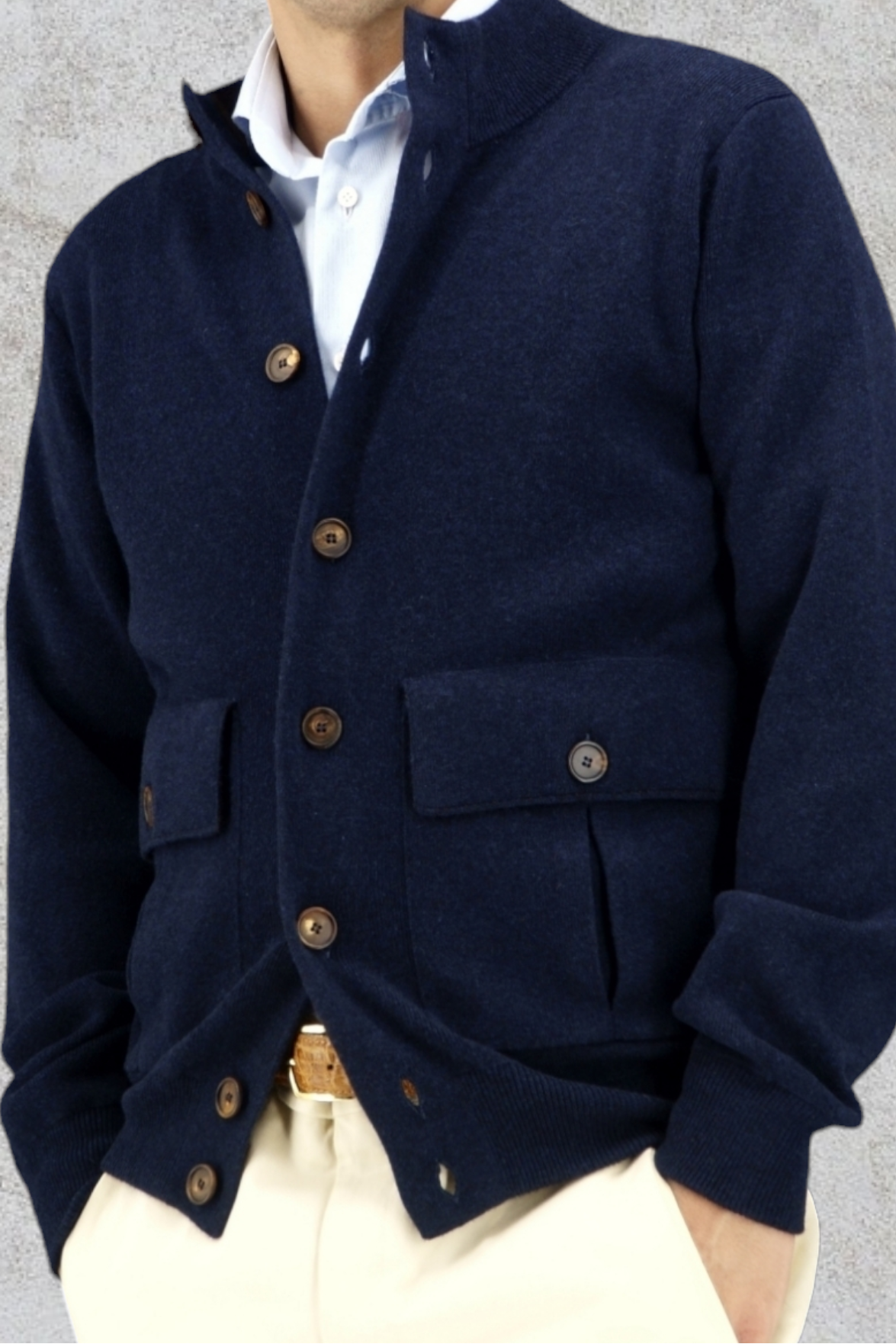 Bomber Milano Blu Navy 100% Cashmere