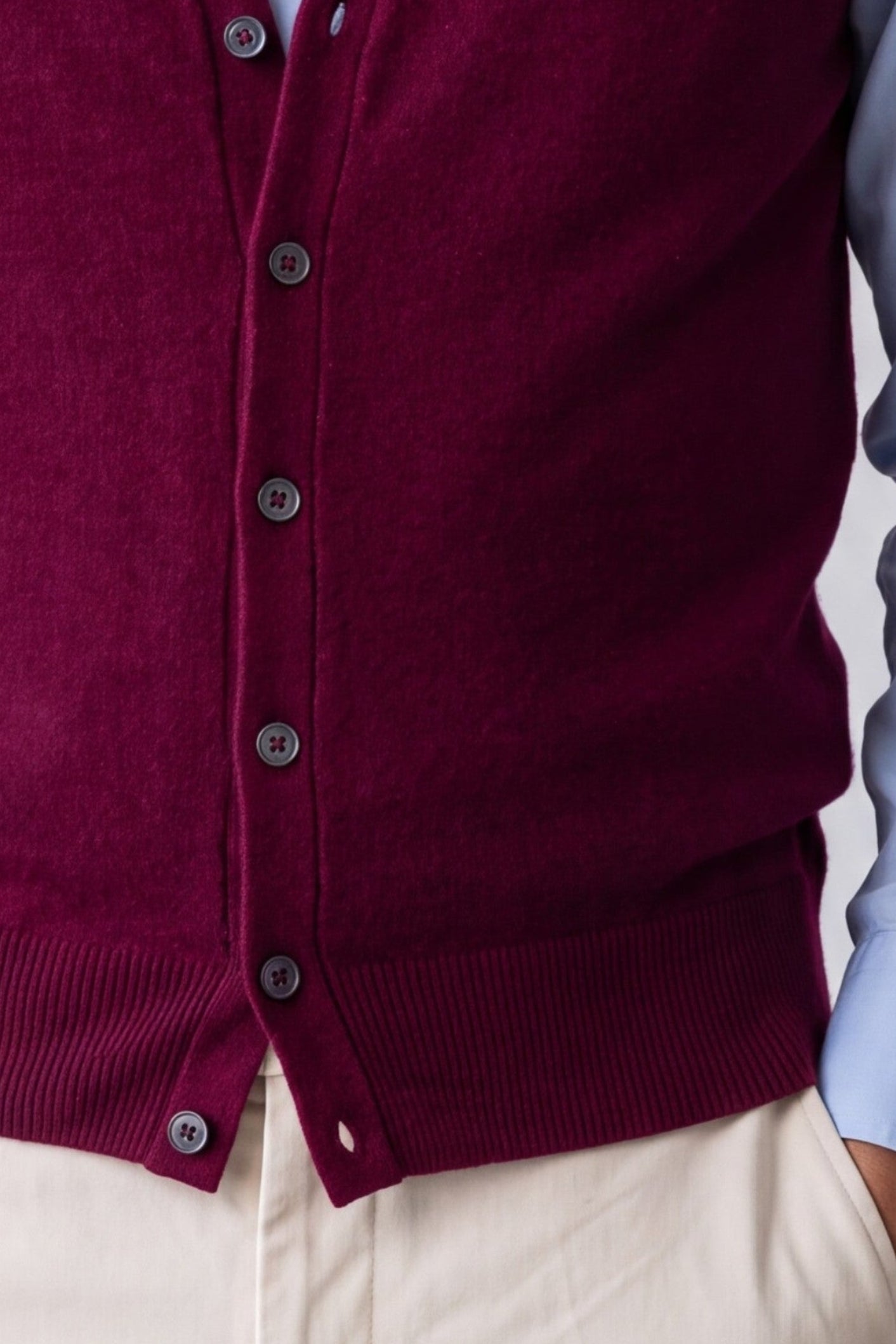 GILET BOTTONI PRUGNA 100% CASHMERE