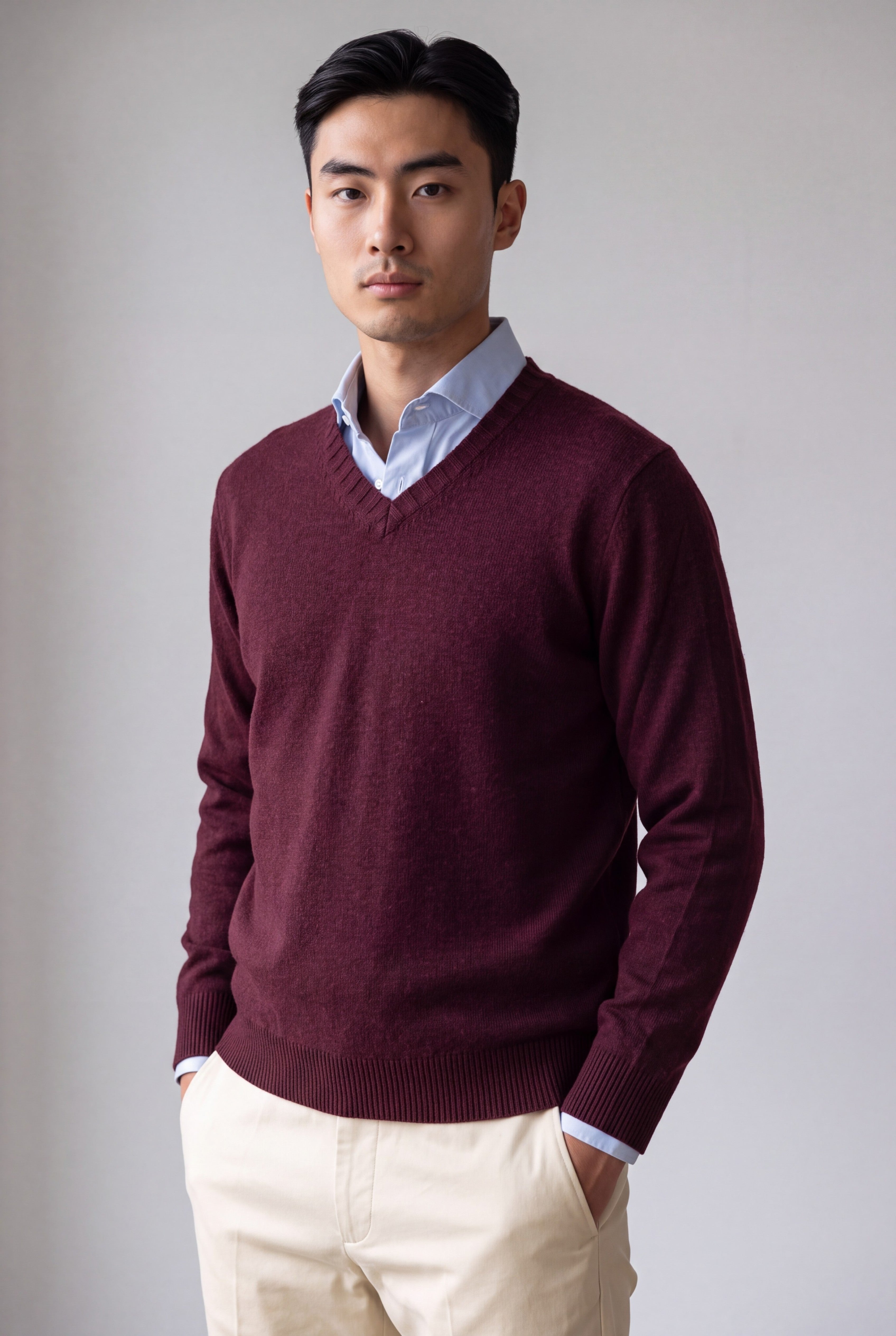 Scollo V Nuvola Bordeaux 100% Cashmere