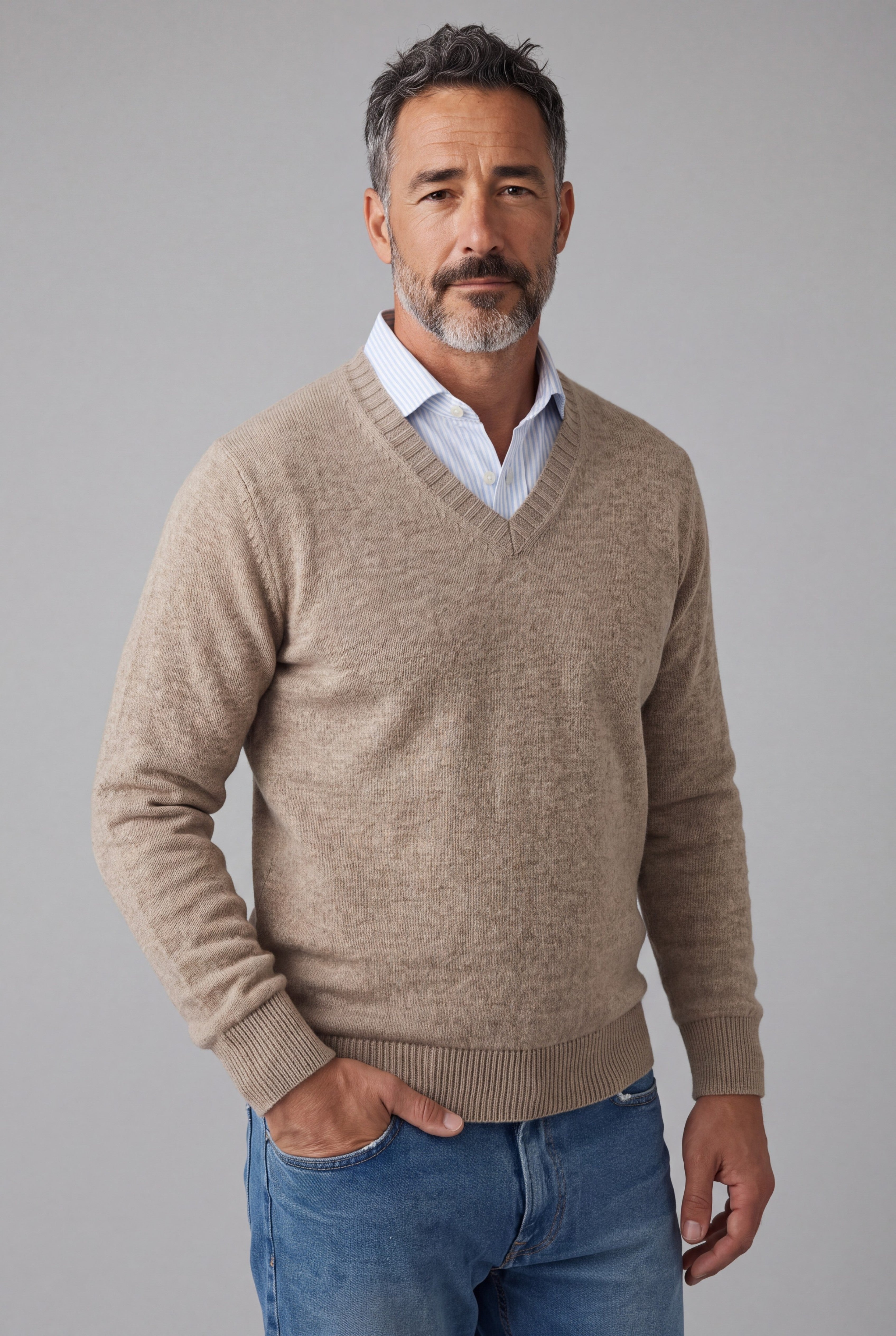 Scollo V Nuvola Arachide 100% Cashmere