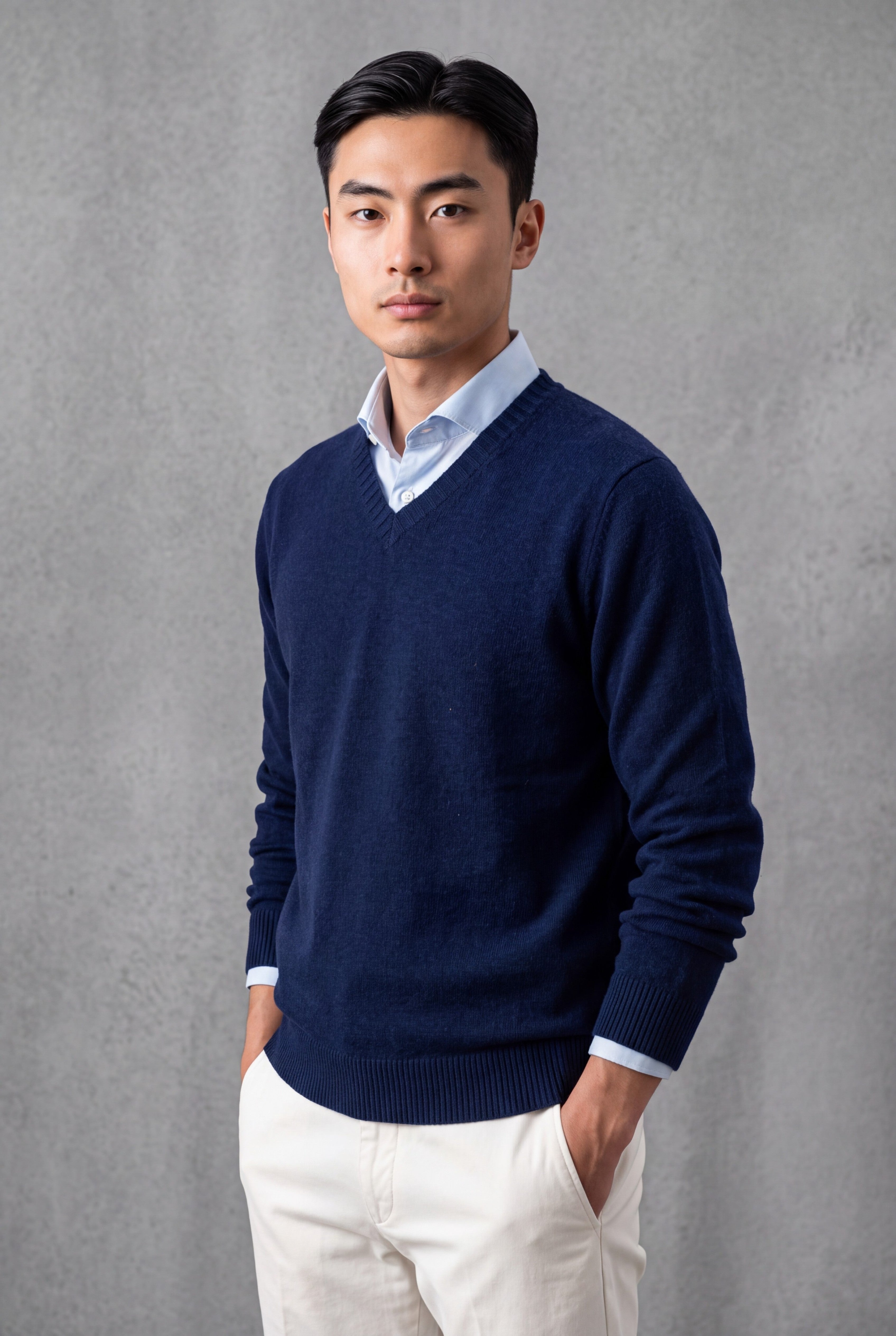 V-Neck Nuvola Inchiostro 100% Cashmere