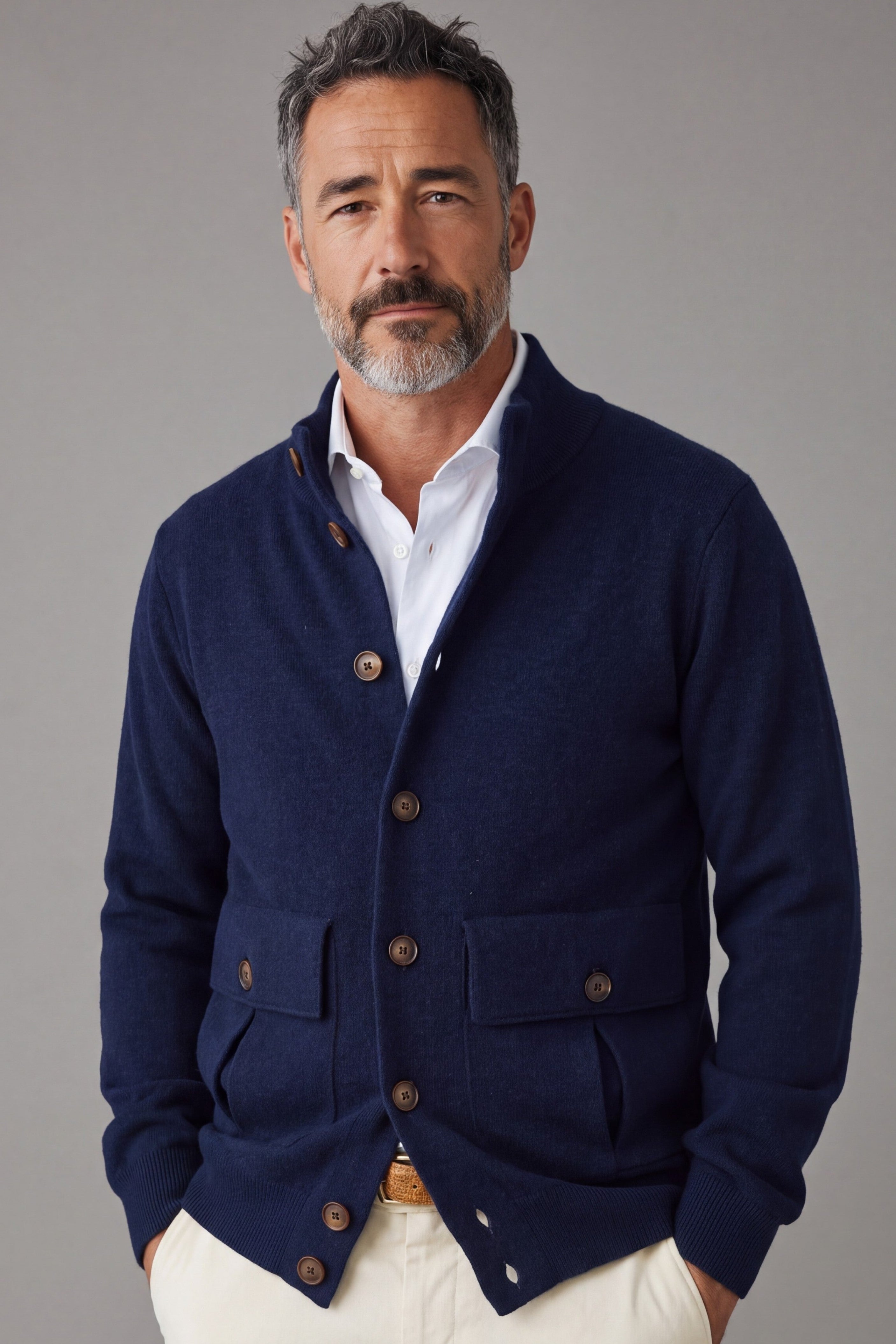 Bomber Milano Blu Navy 100% Cashmere