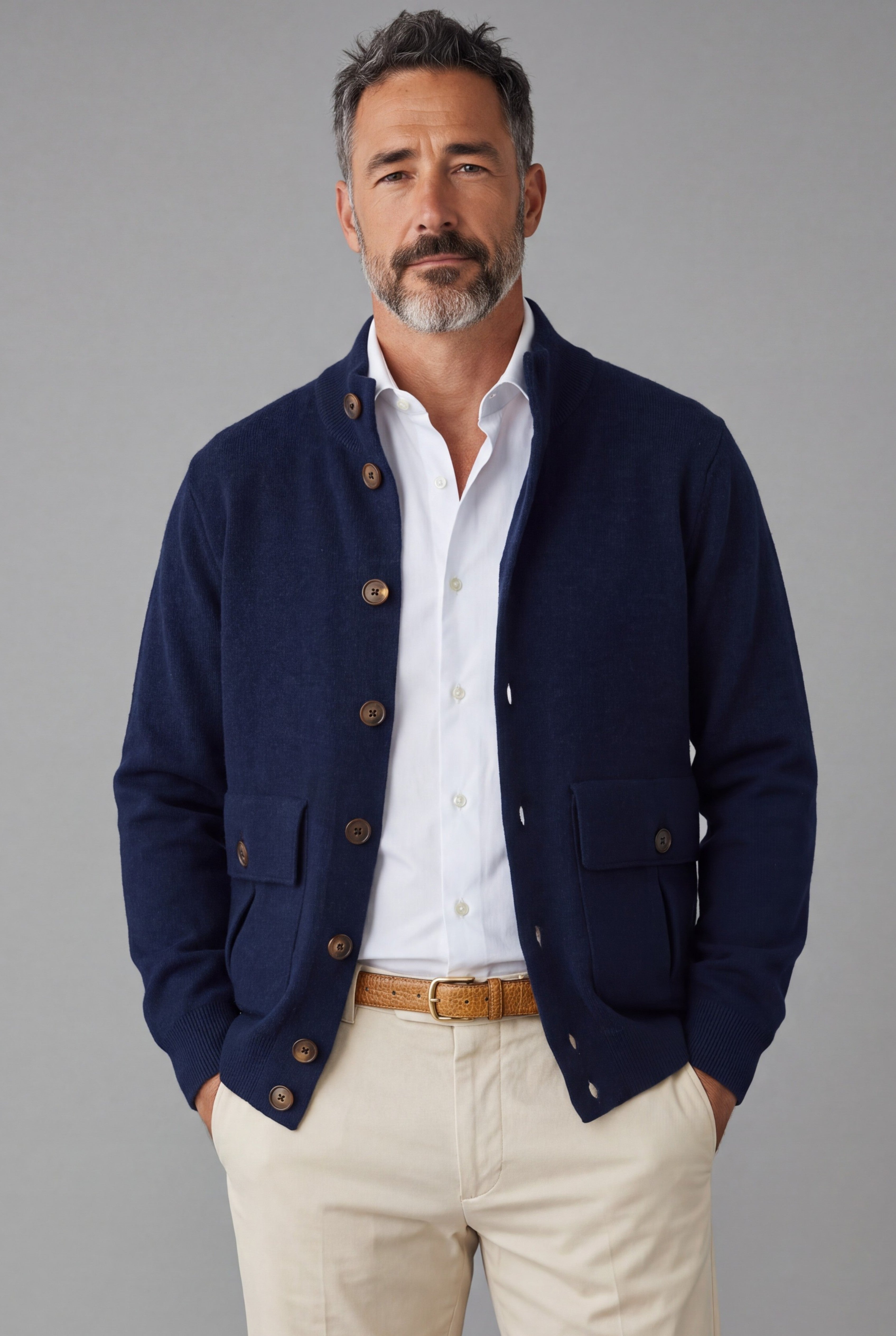 Bomber Milano Blu Navy 100% Cashmere