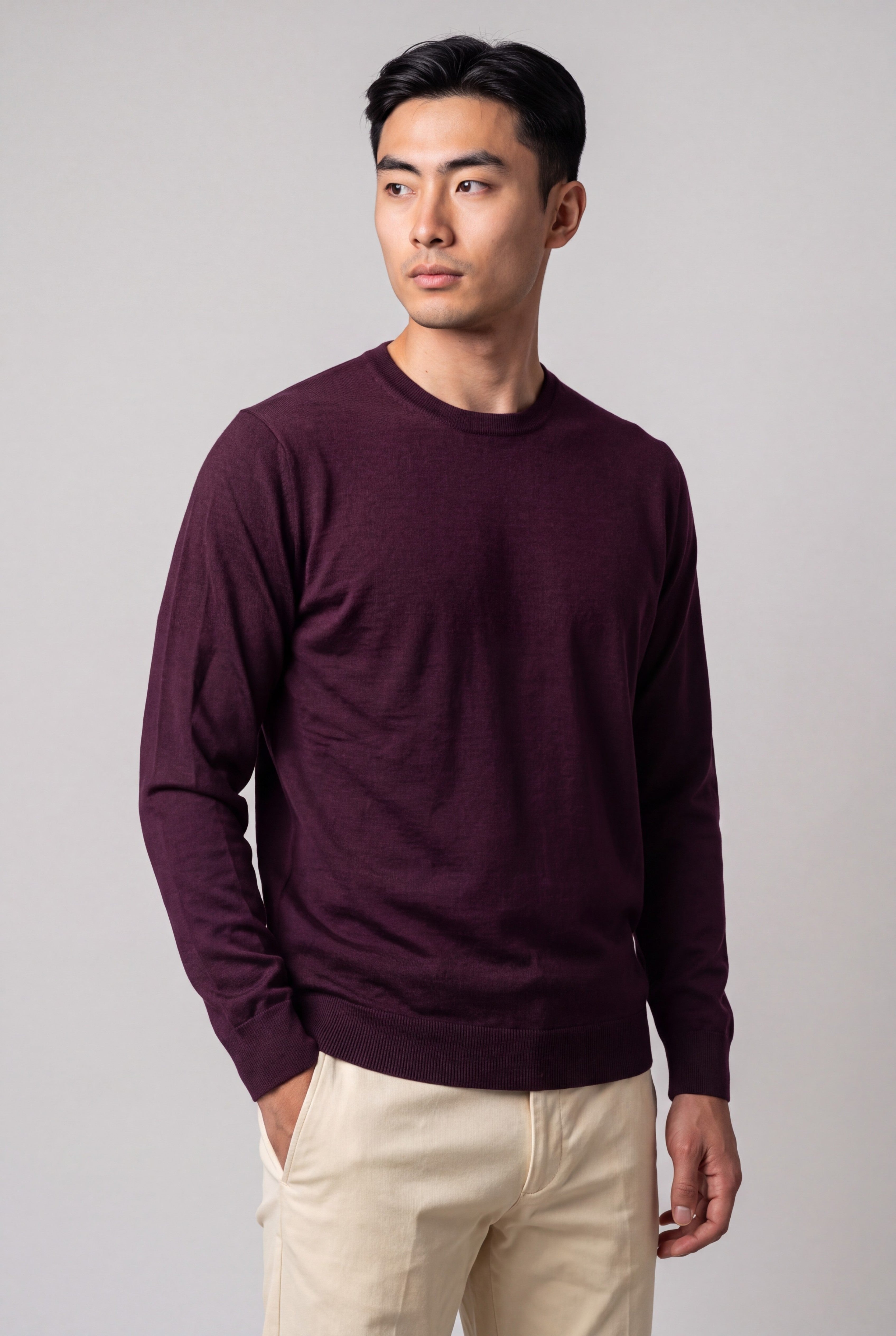 Girocollo Blackberry Wine Cashmere Lana e Seta