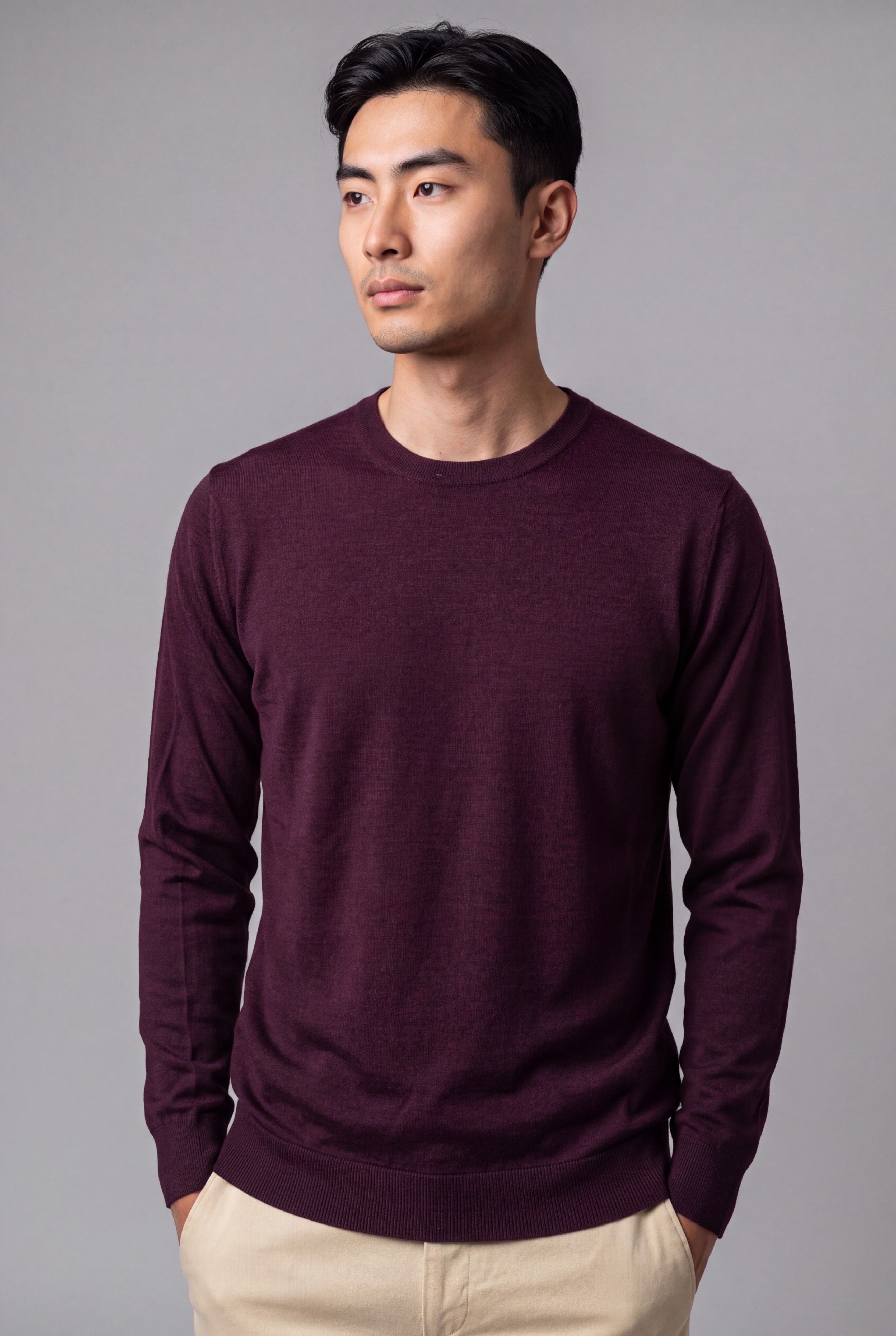Girocollo Blackberry Wine Cashmere Lana e Seta