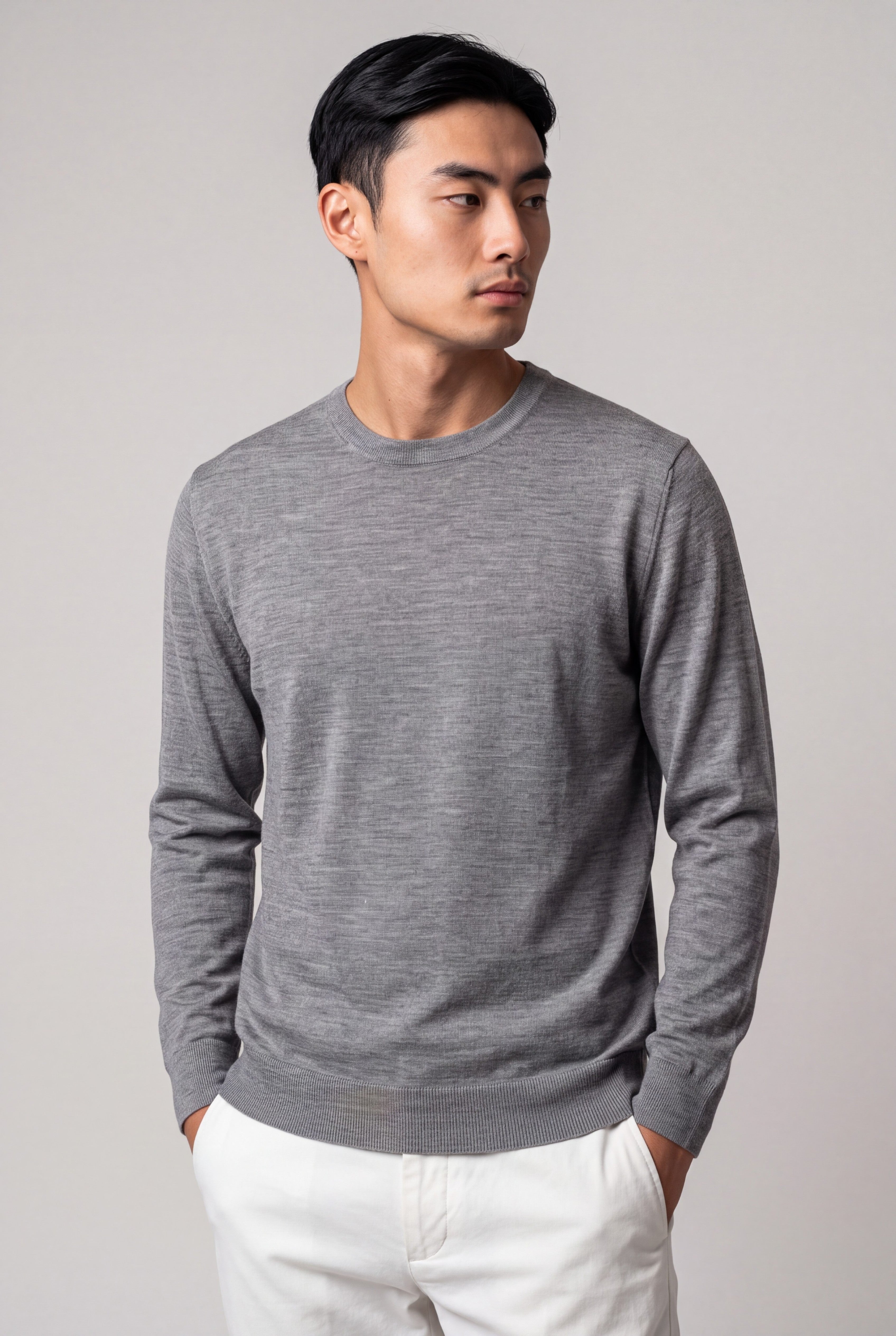 Girocollo cool grey Cashmere Lana e Seta