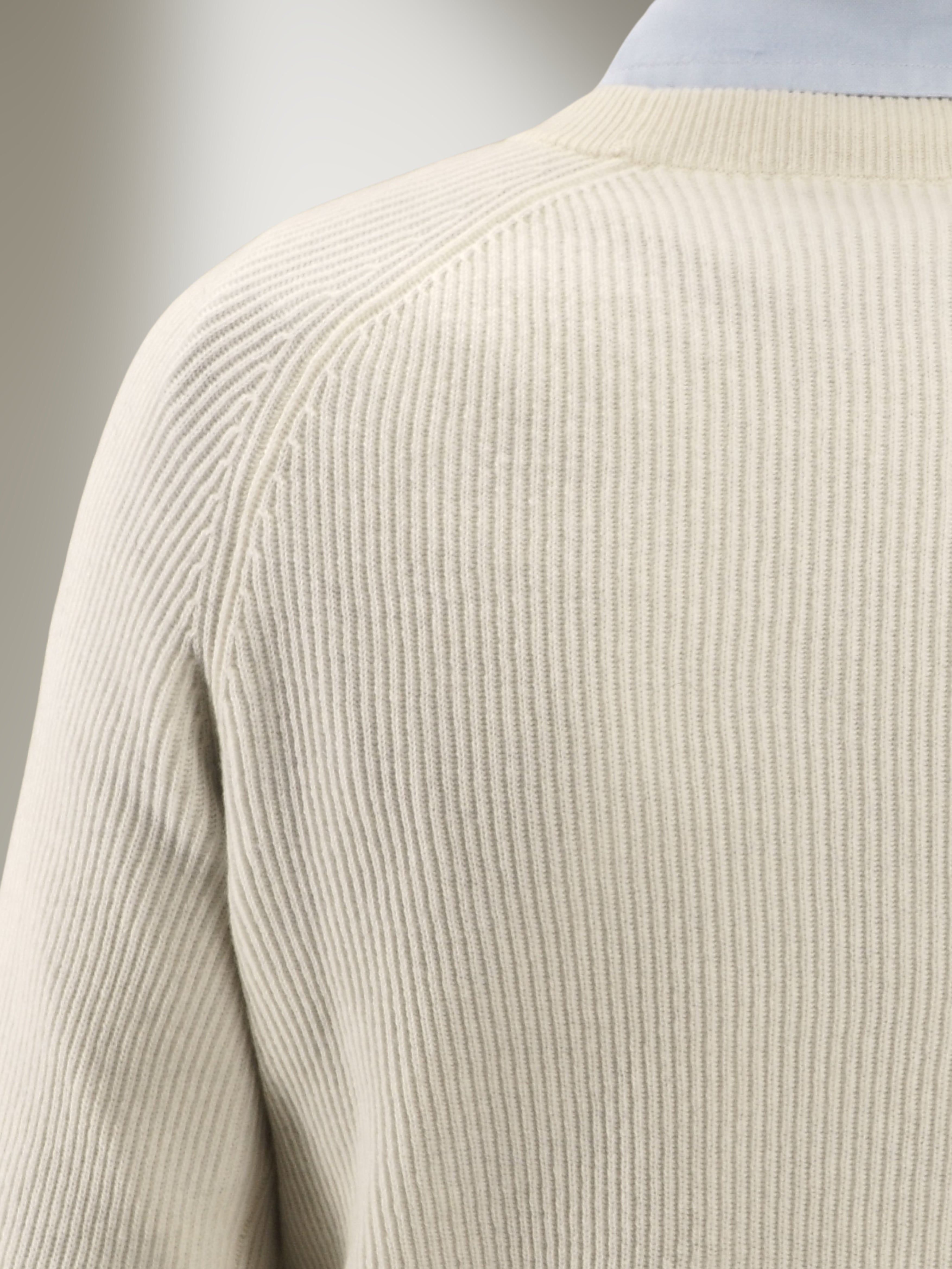 Ribbed Crewneck Panna 100% Cashmere