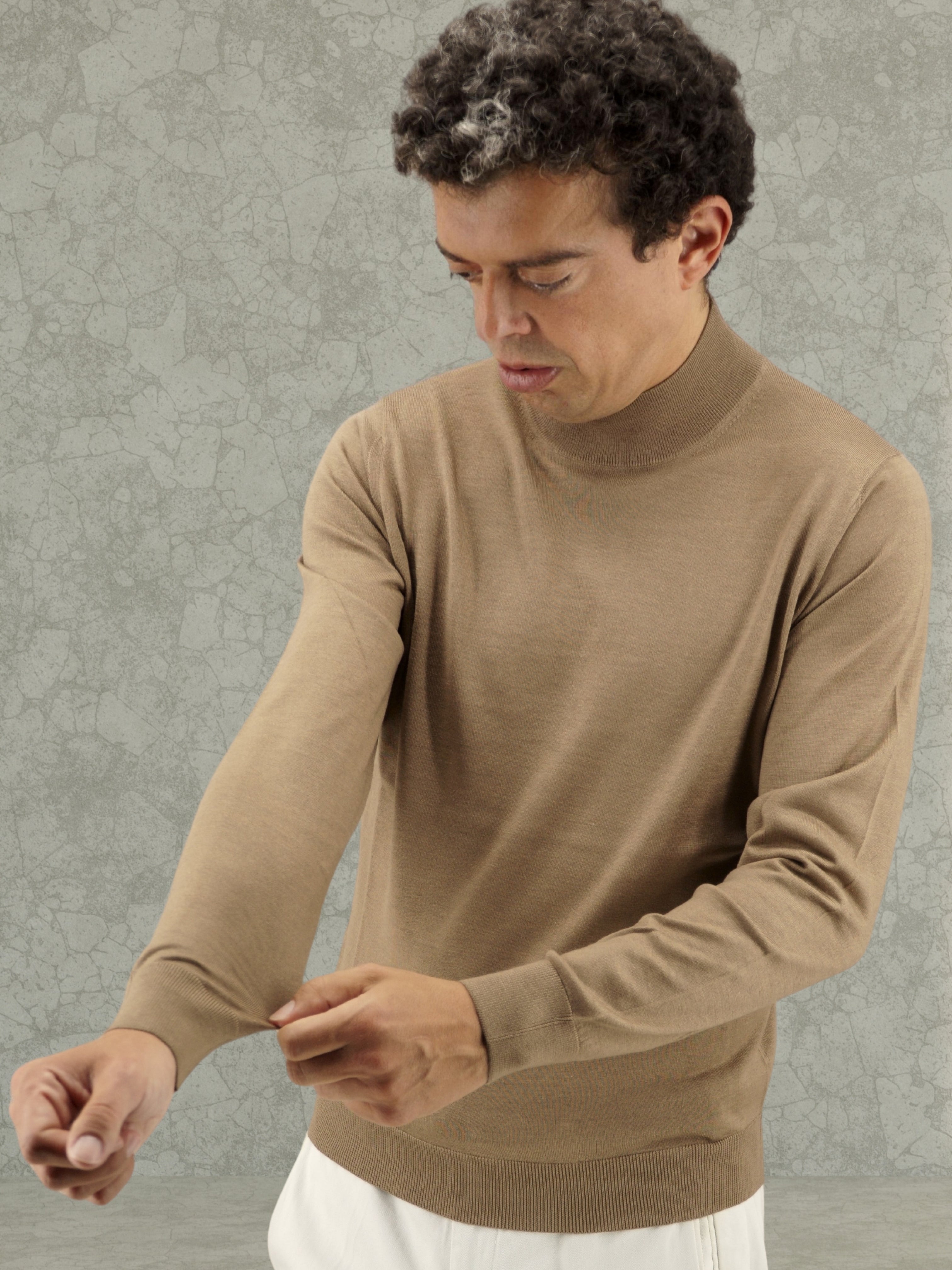 Mock Neck Rhum Cashmere Wool and Silk