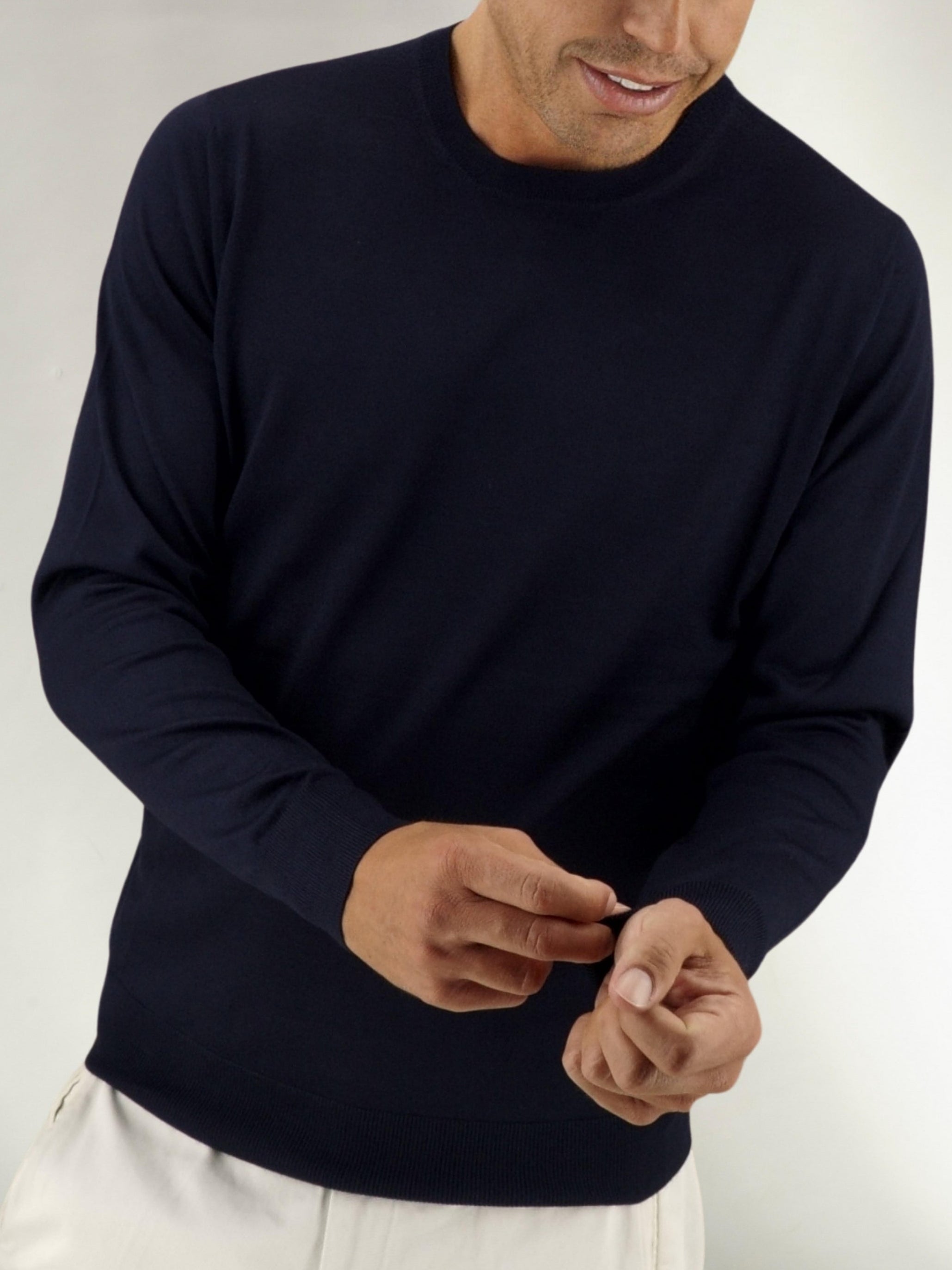 Girocollo Blu Notte Cashmere Lana e Seta