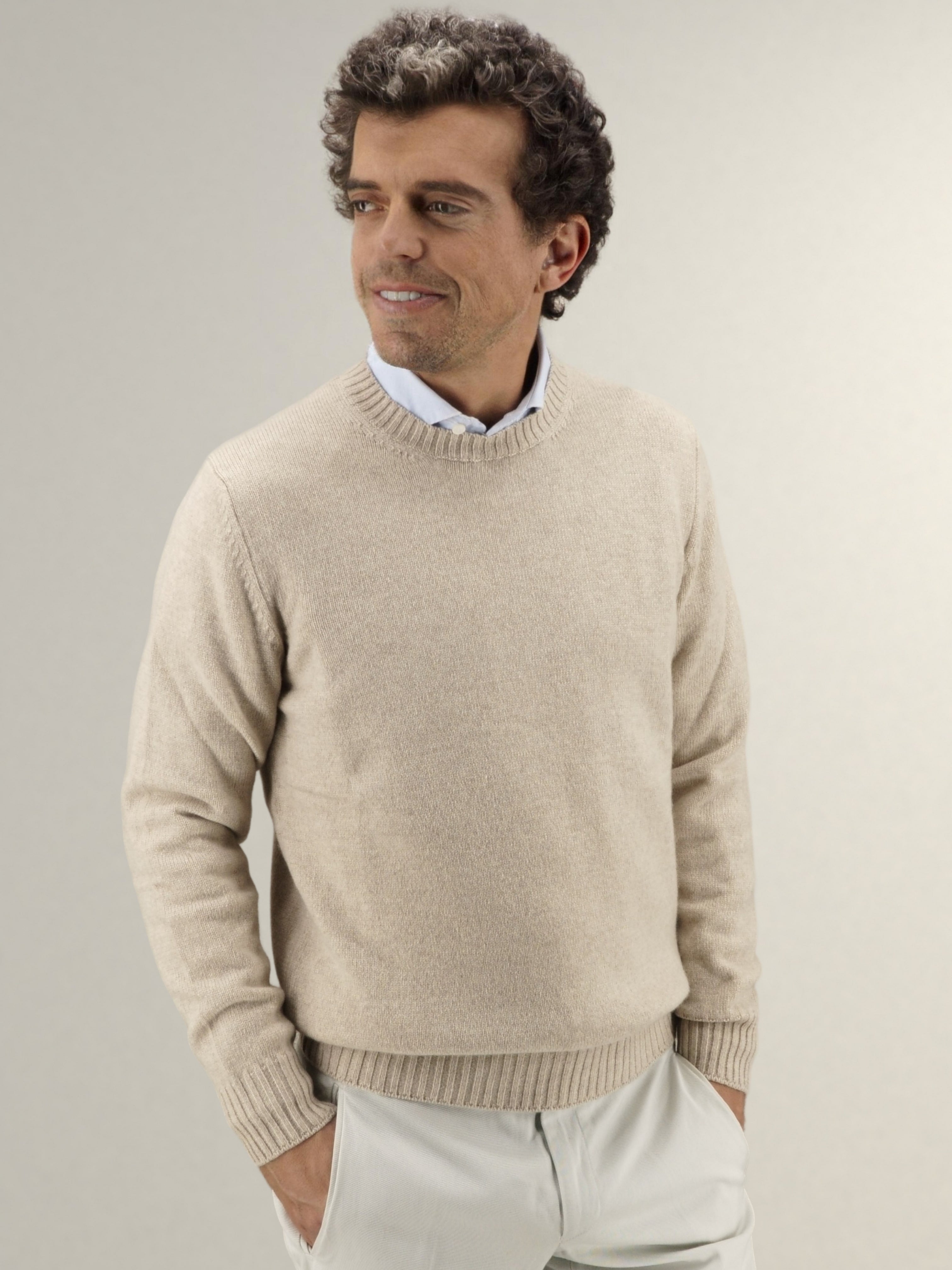 Girocollo Fleece Wheat 100% Cashmere