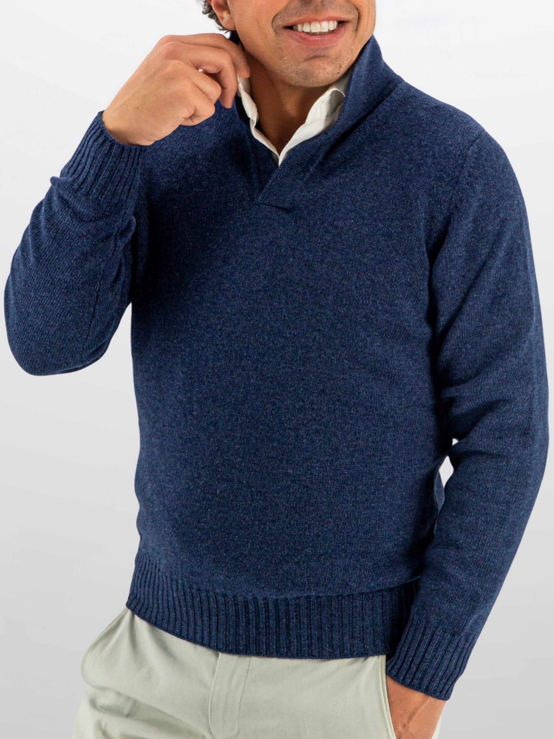 Maglia Polo 100% Cashmere Prussia