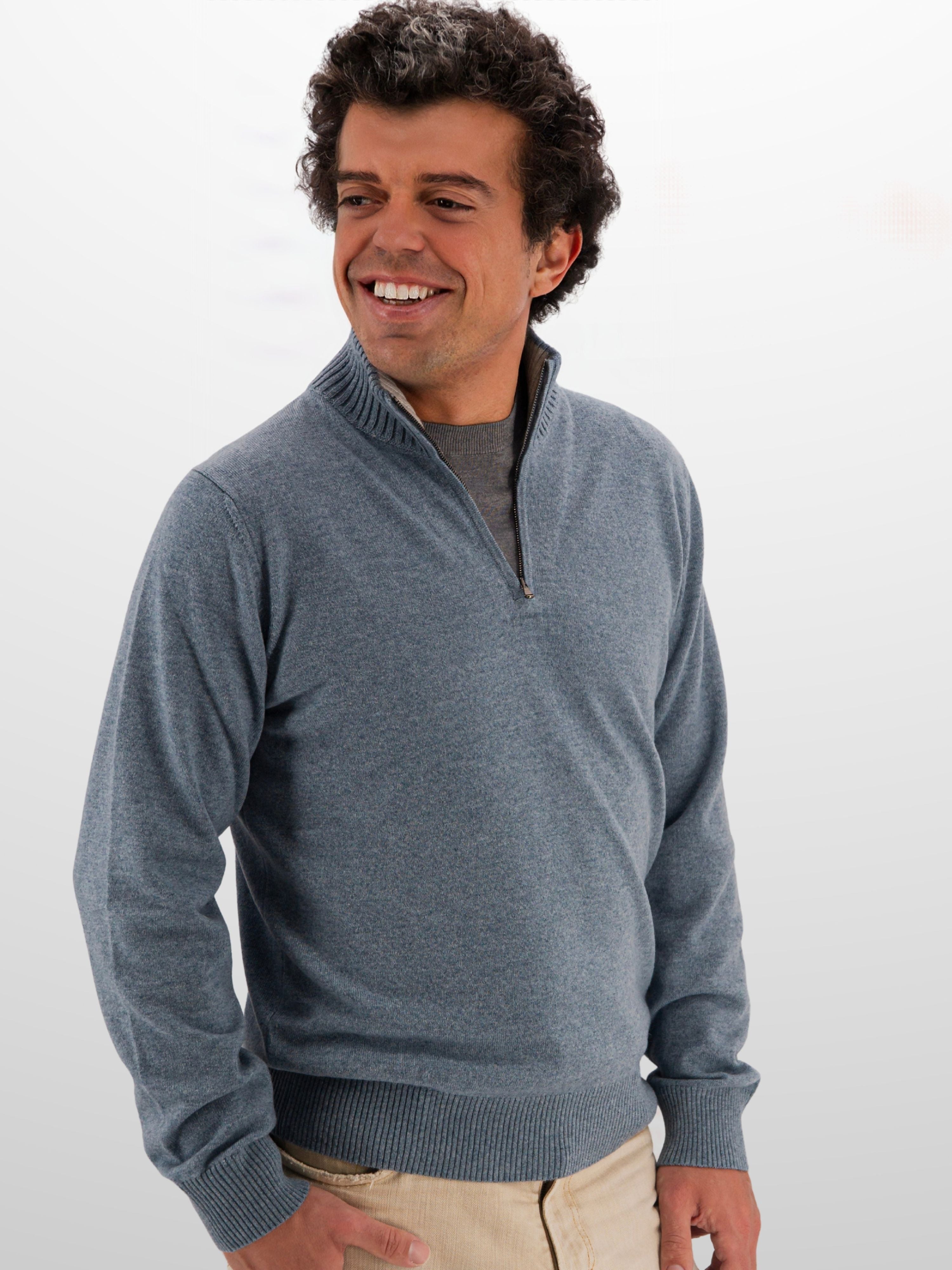 Half Zip 100% Cashmere Oxford