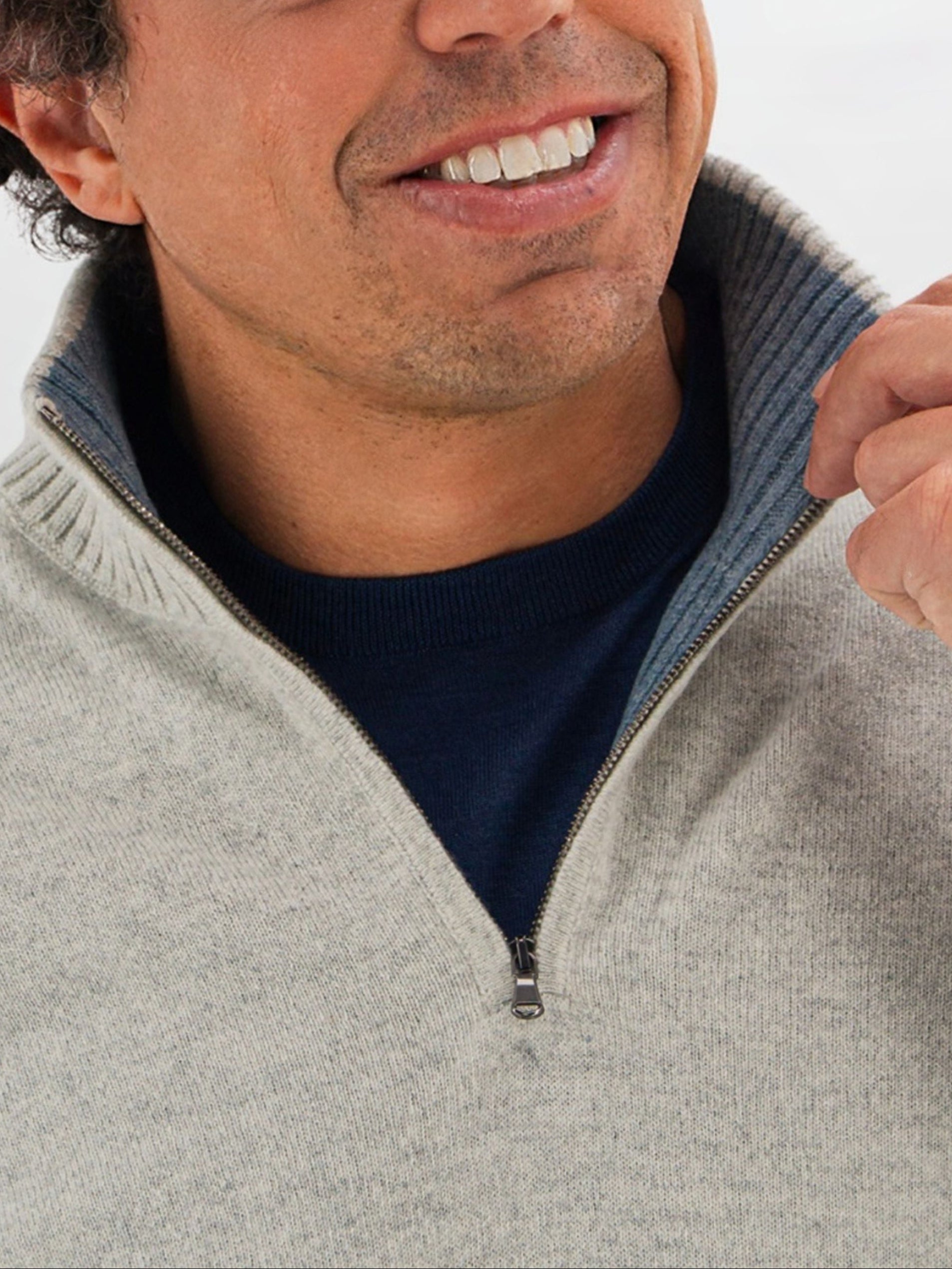 Mezza Zip 100% Cashmere Selenite