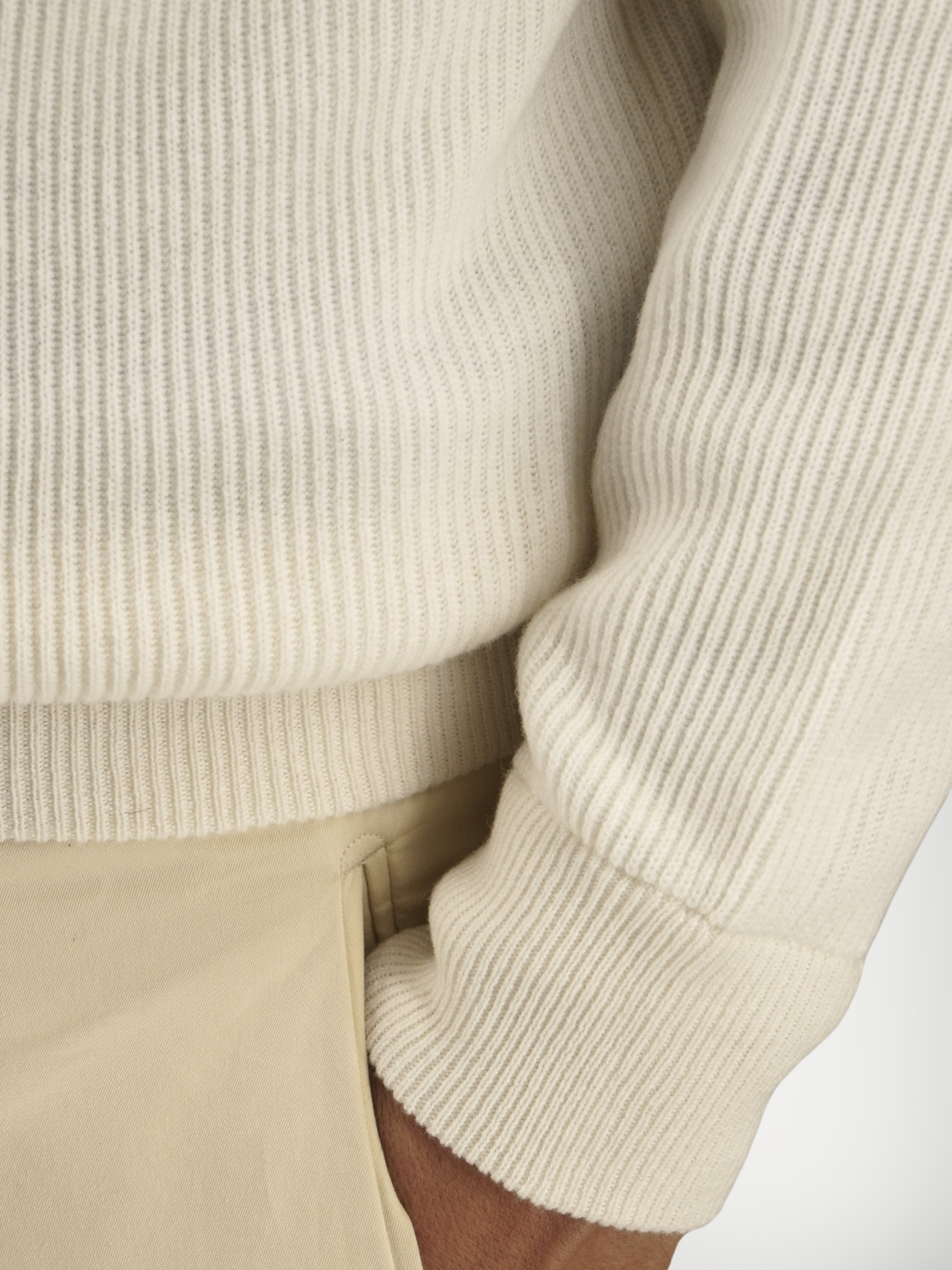 Ribbed Crewneck Panna 100% Cashmere