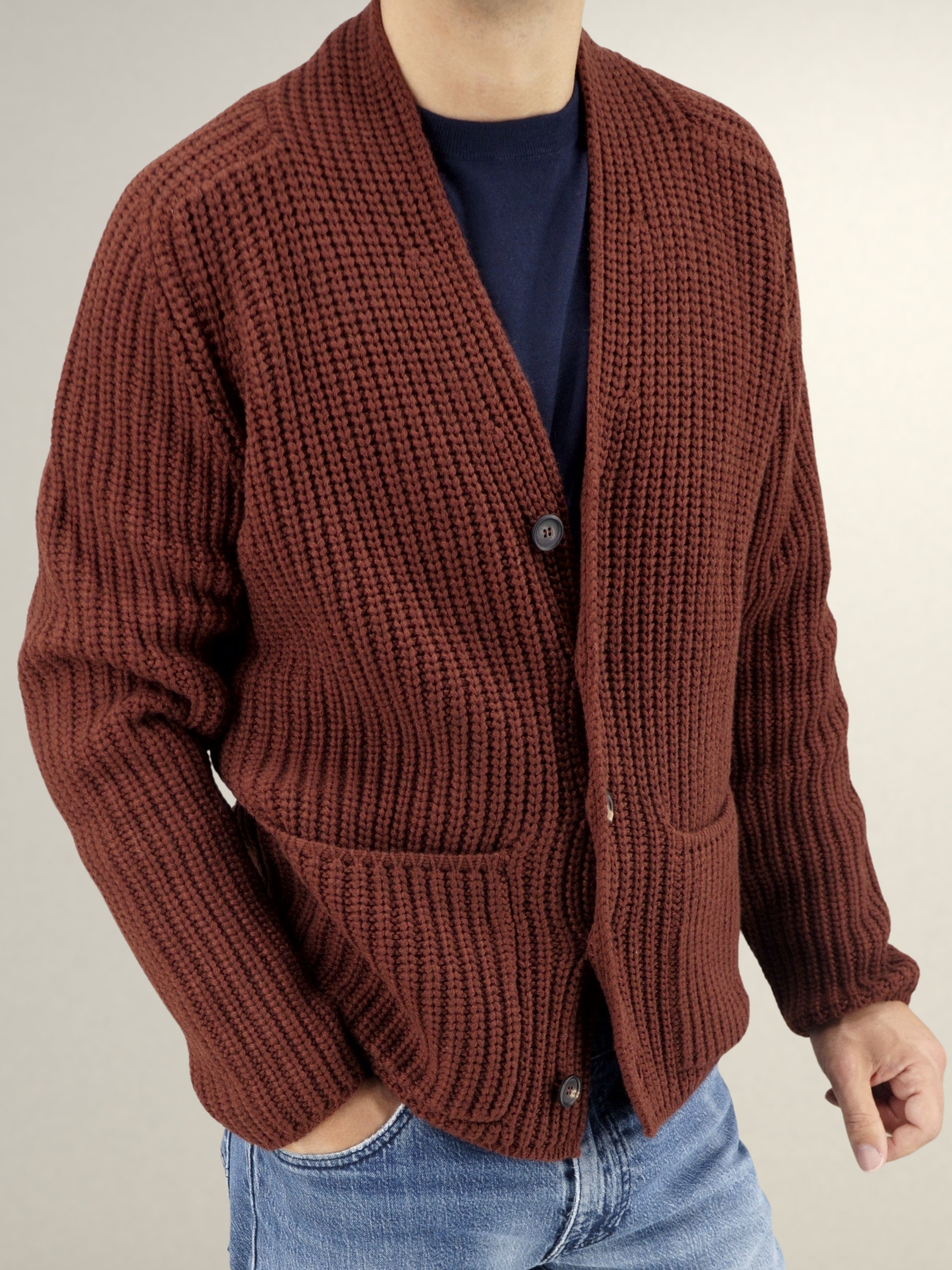 Cardigan Edinburgh Mattone 100% Cashmere